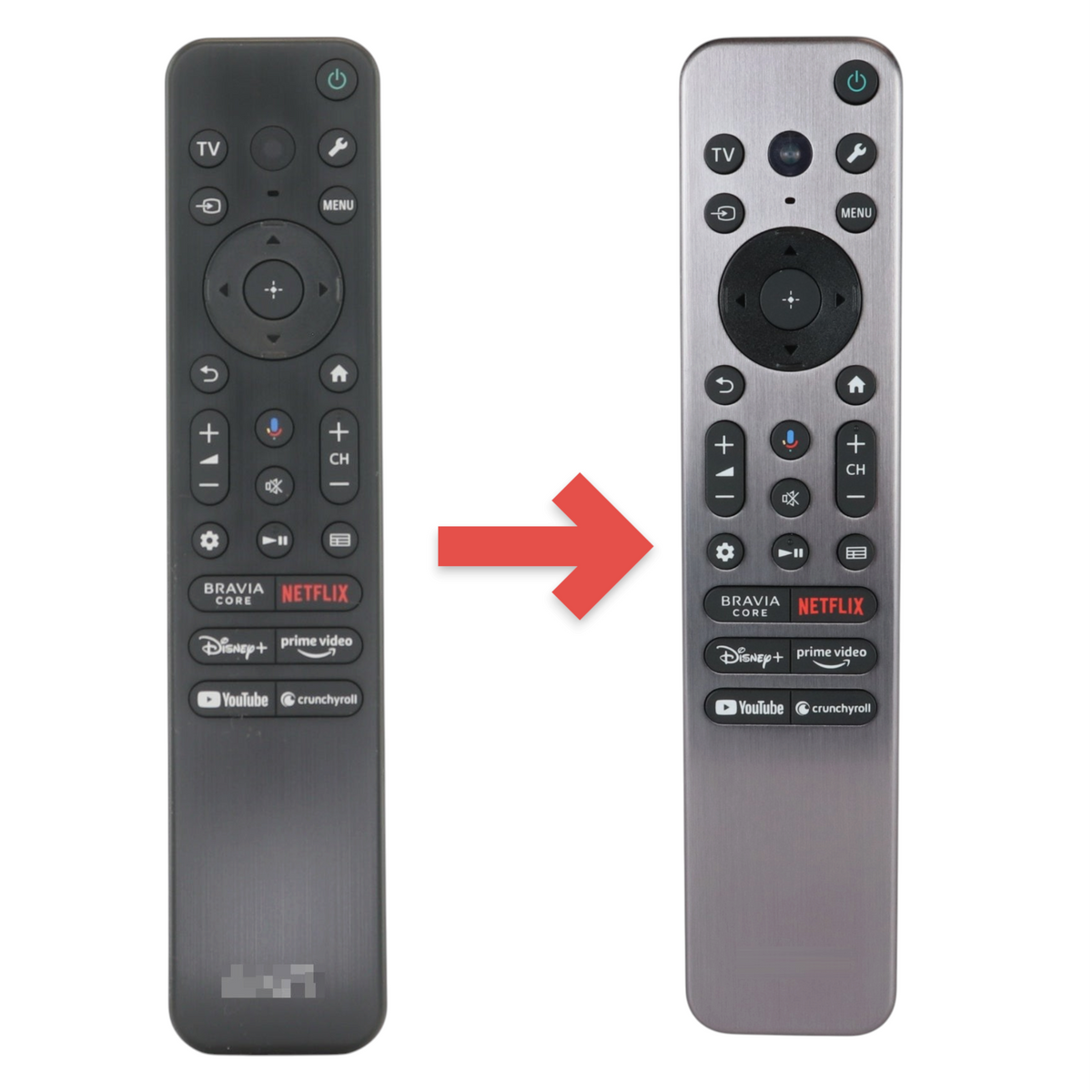 Anderic black replacement remote control for Sony Bravia smart TVs with voice control and streaming shortcut buttons.