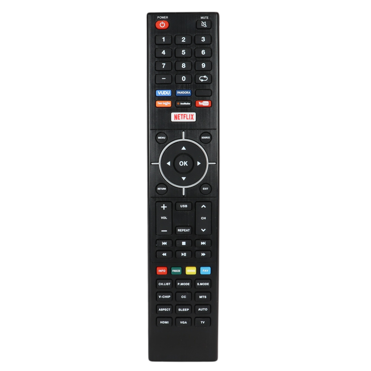 Element 845-058-03B03 TV Remote Control - Vudu, Pandora, Toon Goggles, Accuweather, YouTube, Netflix - 84505803B03