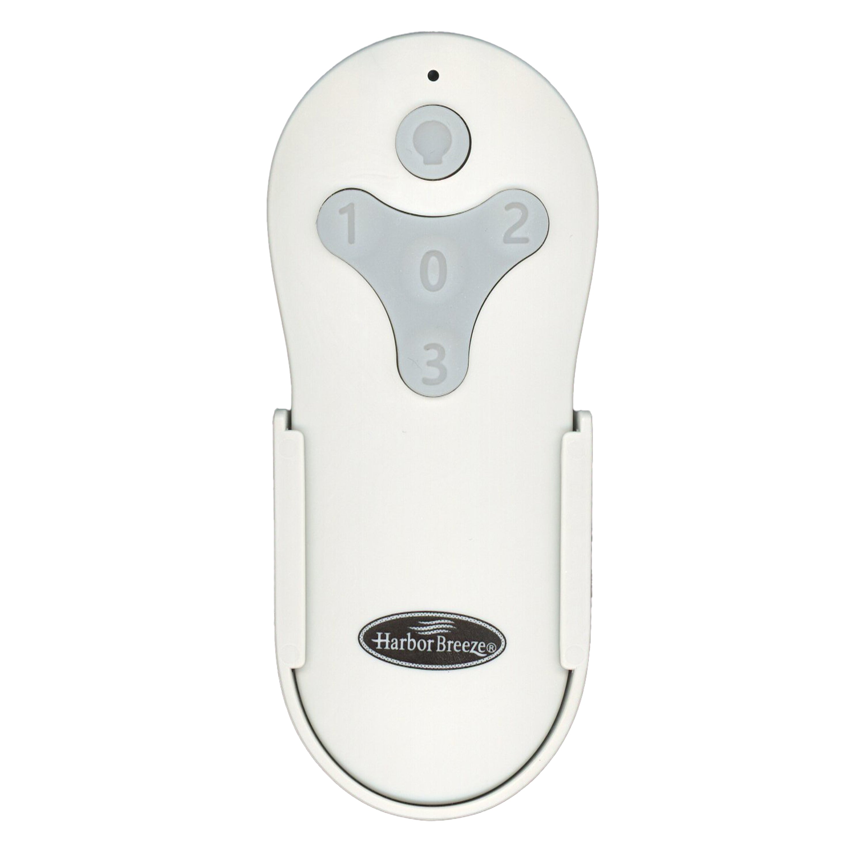 The Harbor Breeze 2BB78-ITL-F304C Ceiling Fan Remote for Mazon features a white design with numbers 0, 1, 2, and 3 in a triangular pattern for smooth operation.