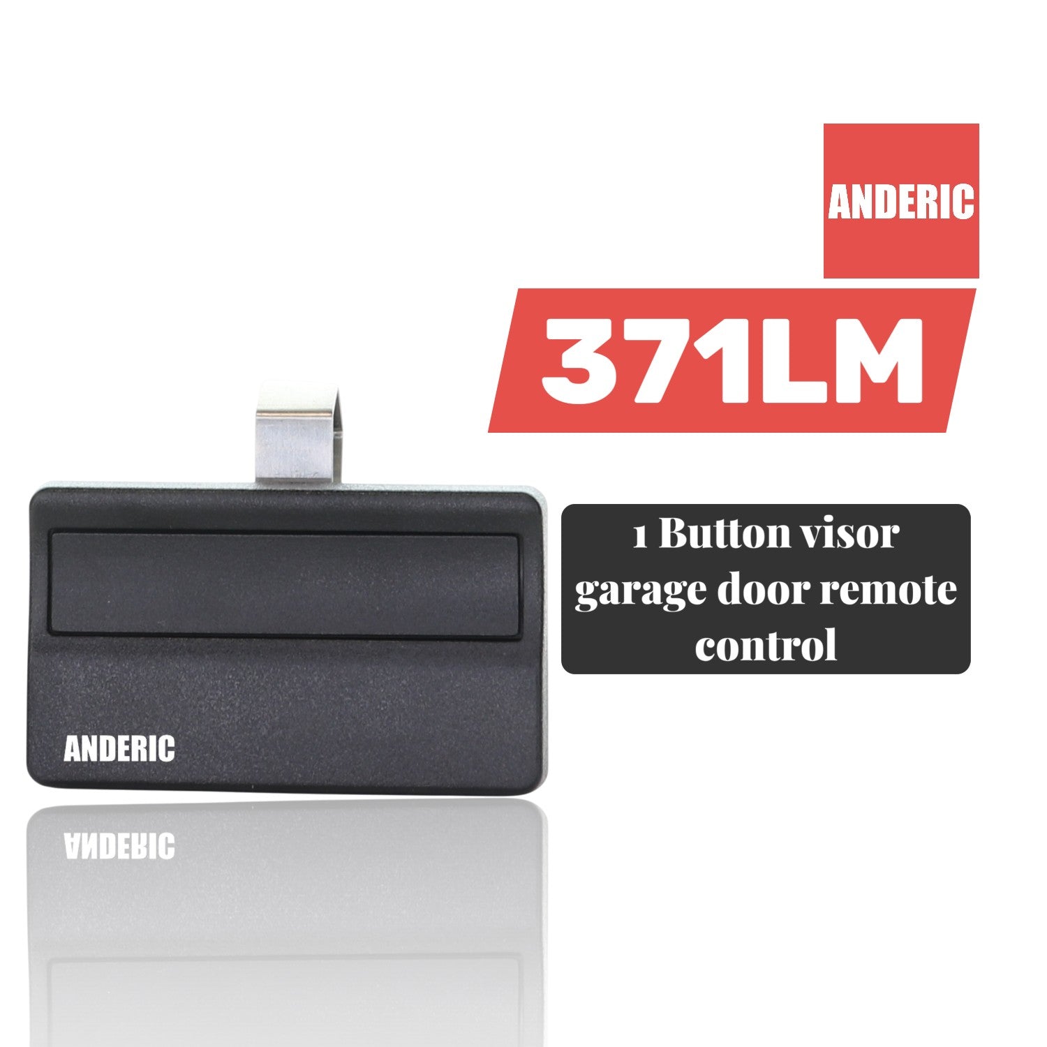 Anderic 371LM 1-Button Visor Garage Door Opener Remote Control for Liftmaster with Purple Learn Key - 315MHz