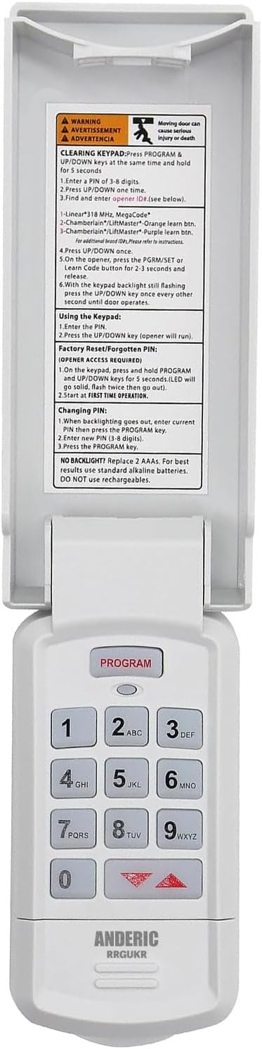 Anderic GUK-R Universal Keypad Compatible with LiftMaster Chamberlain Genie Craftsman and More Garage Door Opener Remote Control