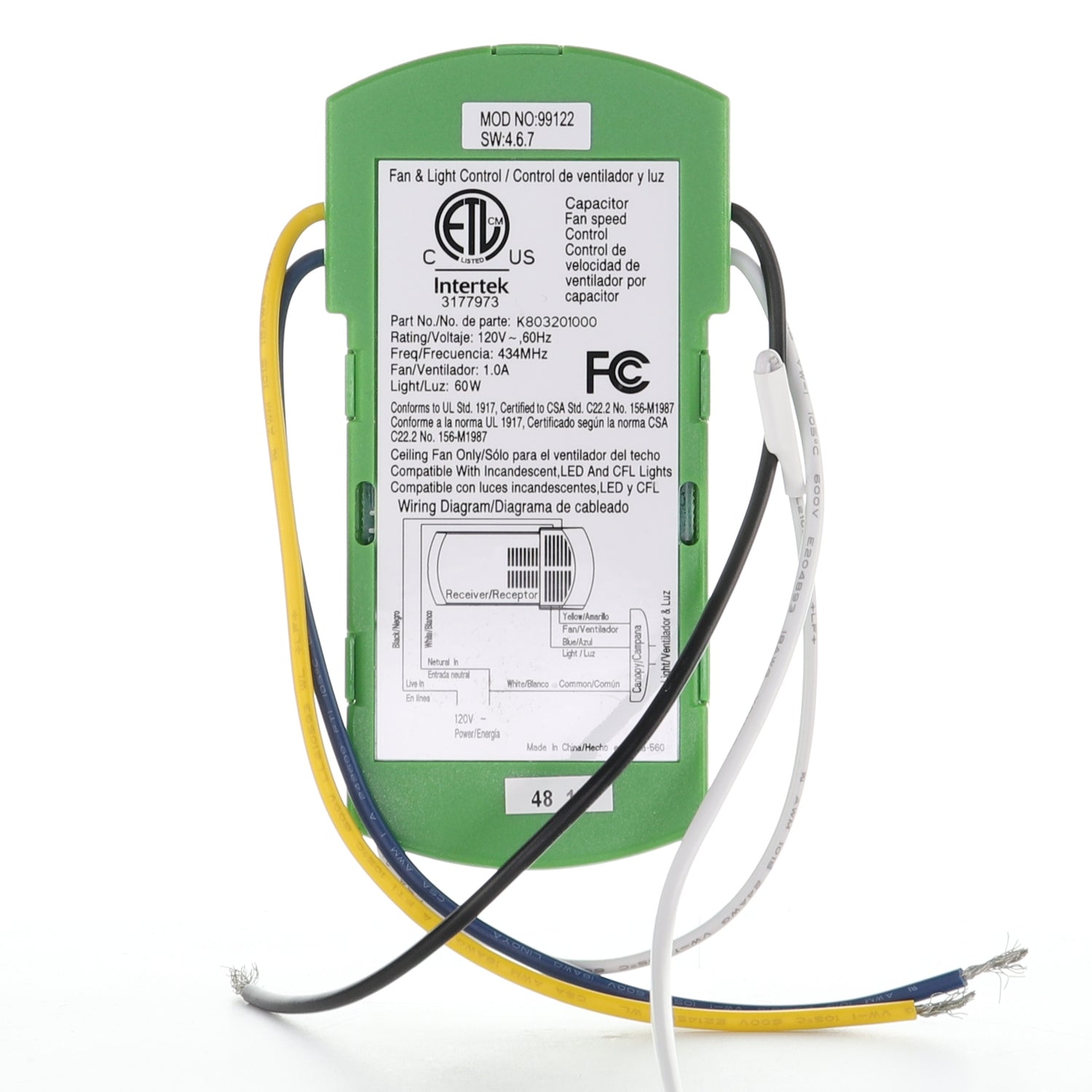 HUNTER 99122 Ceiling Fan Receiver - 99122-Receiver