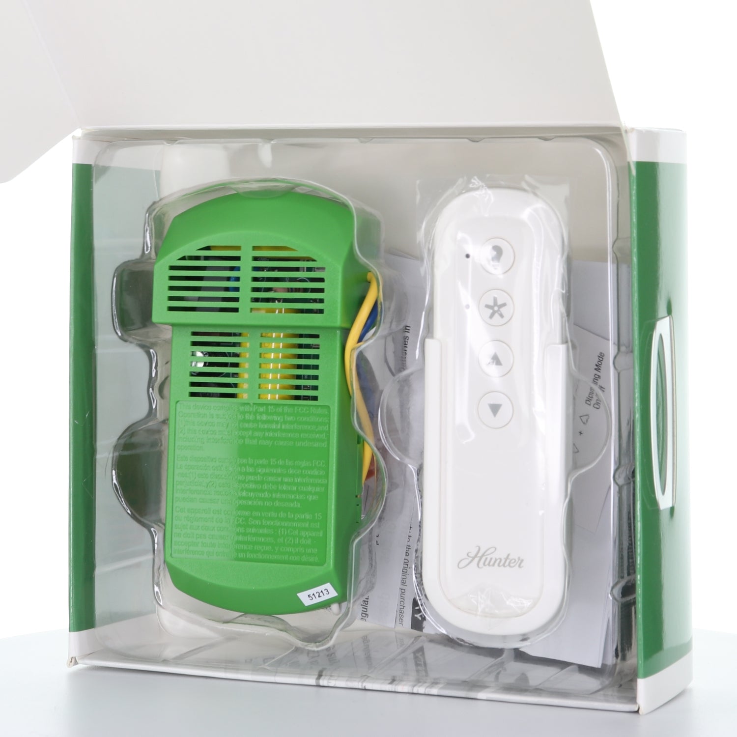 Kit de ventilador de techo universal Hunter de 3 velocidades con control remoto portátil - Blanco - Resistente a la humedad - 99392