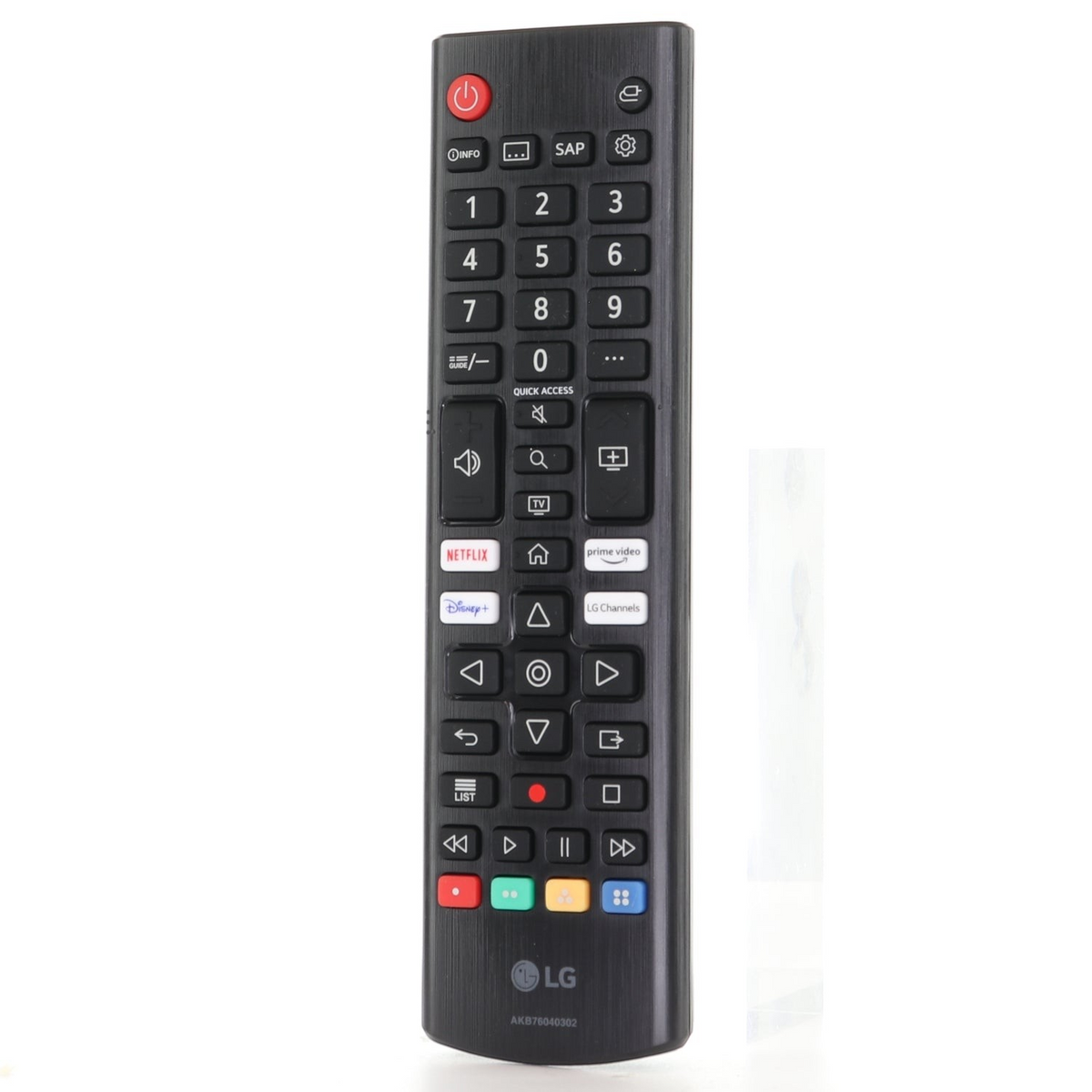 Anderic replacement IR smart TV remote for LG, featuring black casing, number pad, and dedicated streaming buttons.