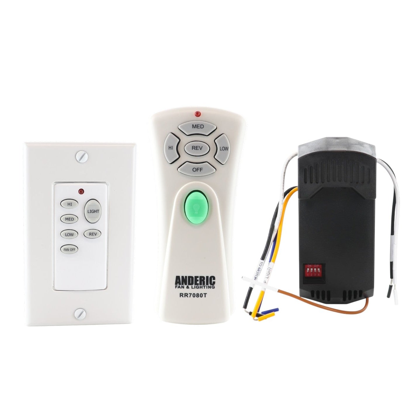Anderic unvwallKit001 Handheld and Wall Control Ceiling Fan Remote Control Kit CHQ9051T, RR7080T, UC7067GMRX