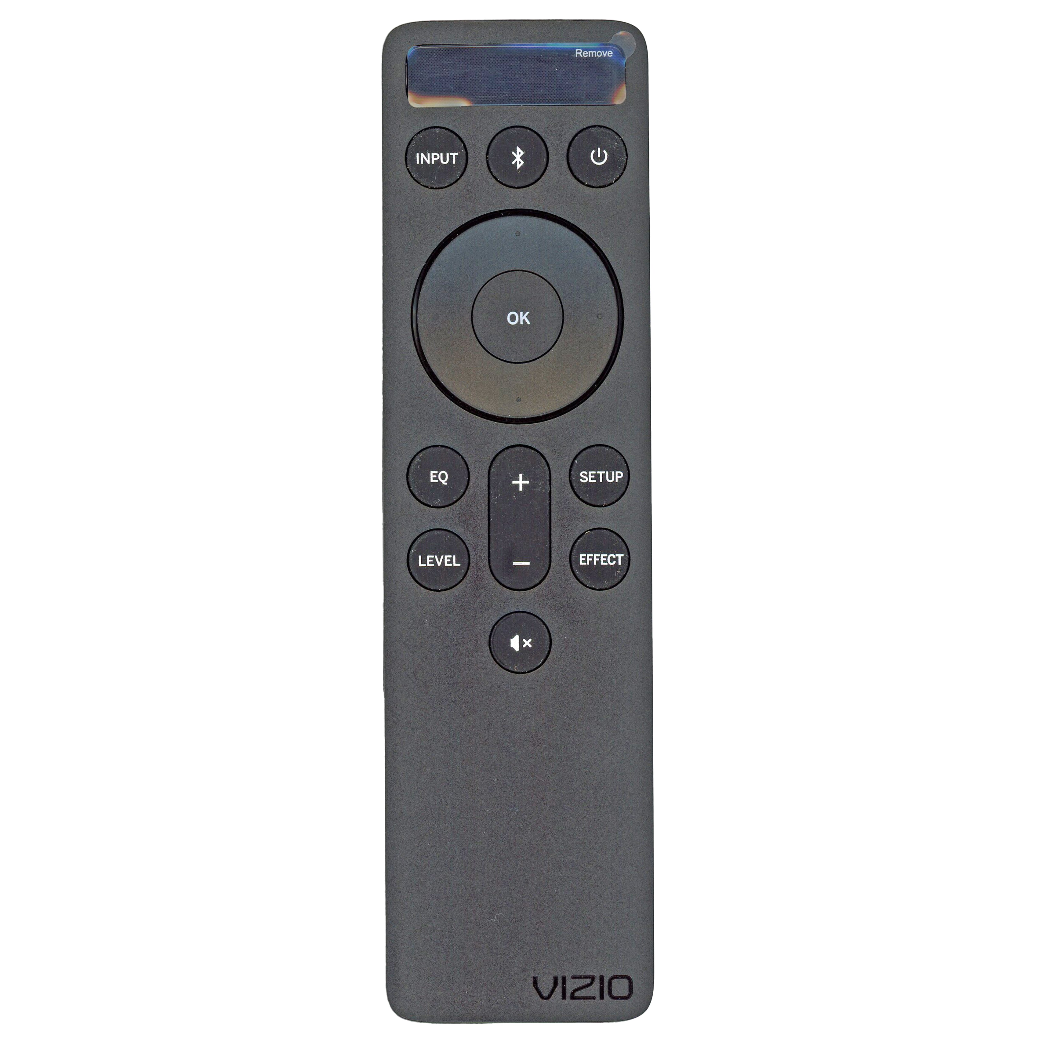 The VIZIO D510-H Home Theater Remote Control (1023-0000236) is a sleek black remote with essential power, input, and navigation buttons, ideal for your VIZIO D510-H setup or soundbar enhancement.