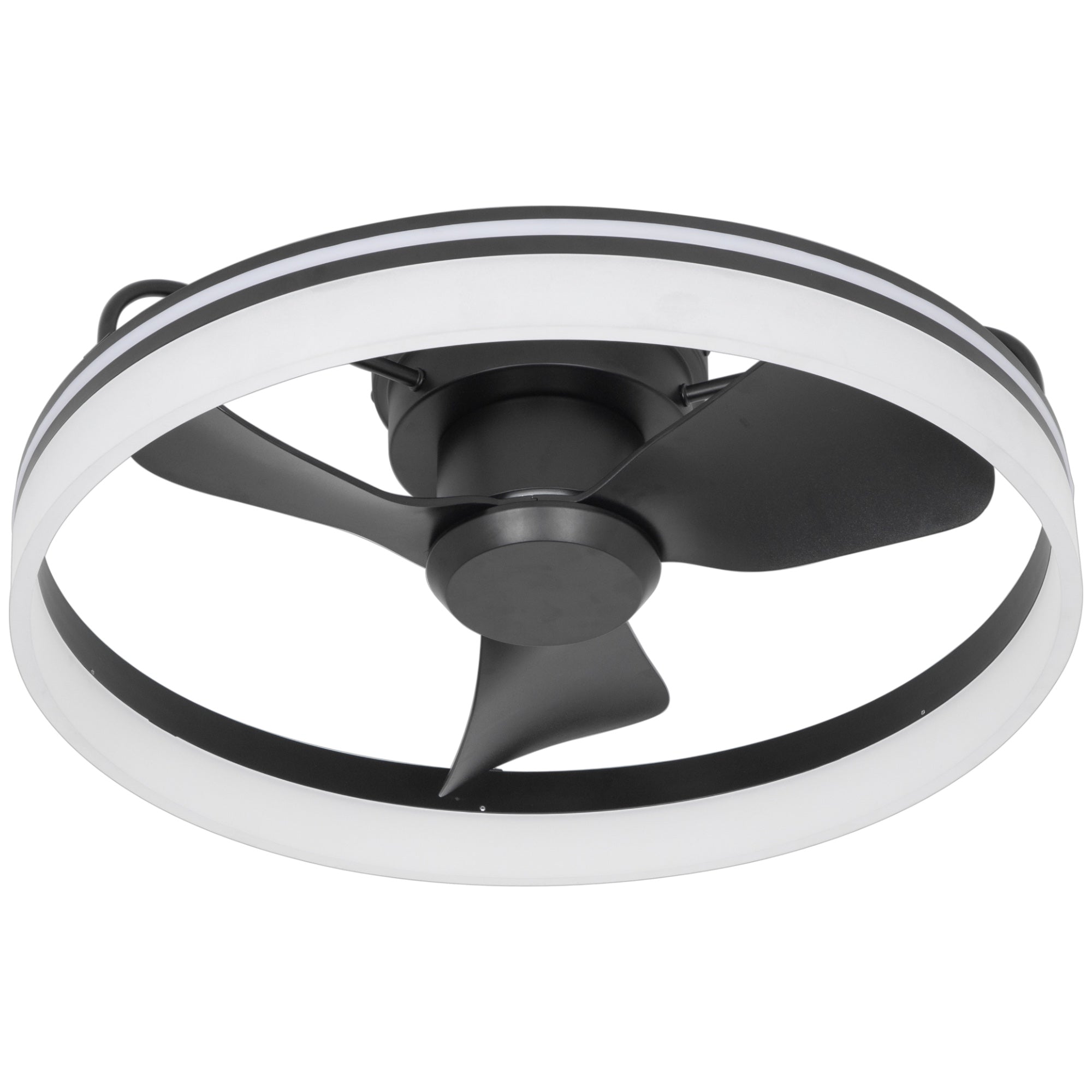 HaloSpin 24” Modern Low Profile Ceiling Fan Fandelier with LED Ring Light, Remote Control, 6 Speeds, Reversible DC Motor & 3CCT Lighting