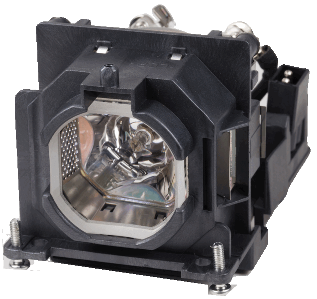 The Generic ET-LAL500 for PANASONIC Projector Lamp Assembly has a black housing, clear lens, and visible internal components, featuring a Genuine Original Ushio Bulb for optimal performance. Ideal replacement for Panasonic projectors.
