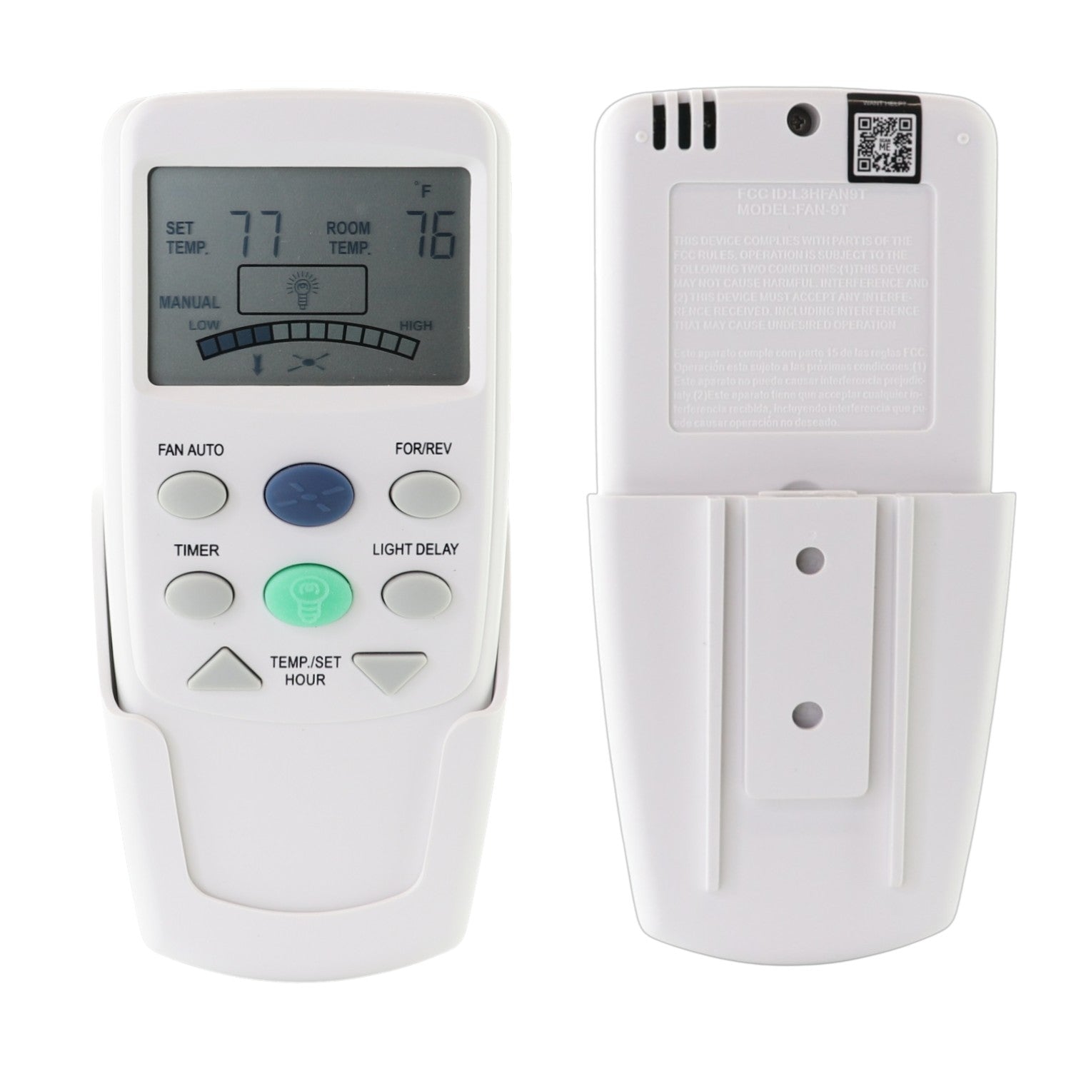 Anderic FAN9TR Replacement Thermostatic Ceiling Fan Remote Control with Reverse Key for Hampton Bay | L3HFAN9T, FAN-9T