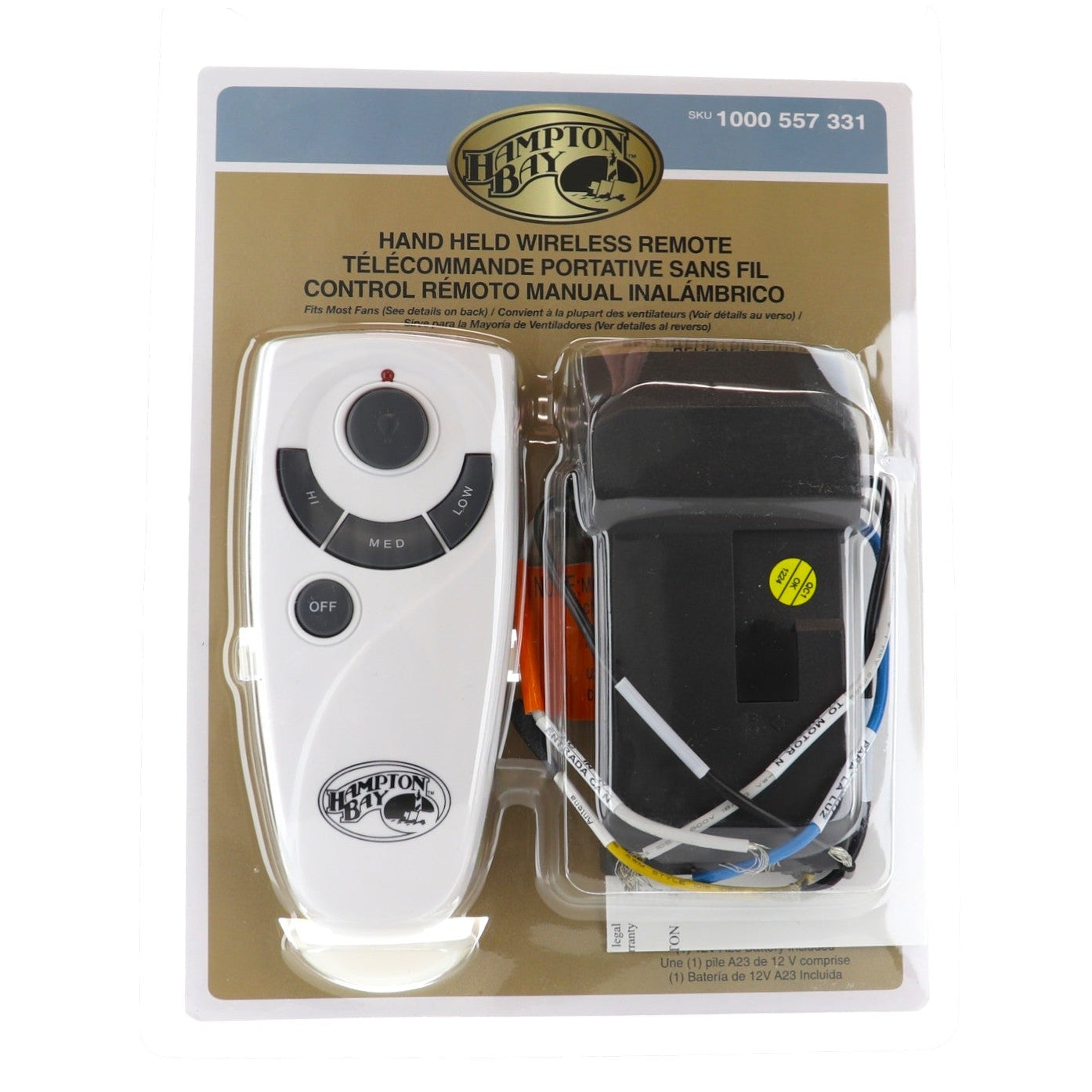 Kit de télécommande universelle pour ventilateur de plafond à 3 vitesses Hampton Bay