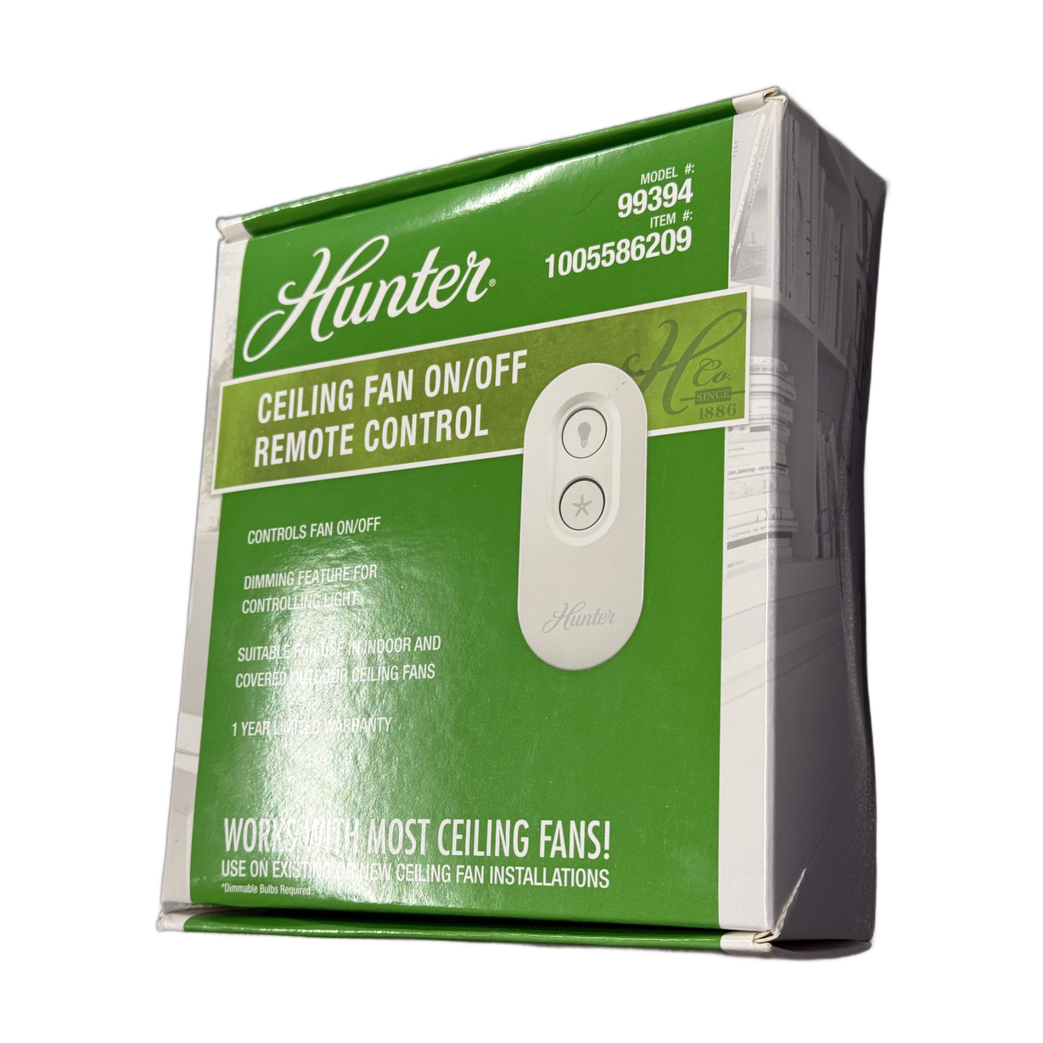 Hunter Universal On/Off Damp Rated Ceiling Fan Remote Control White - 99394 K6018-02