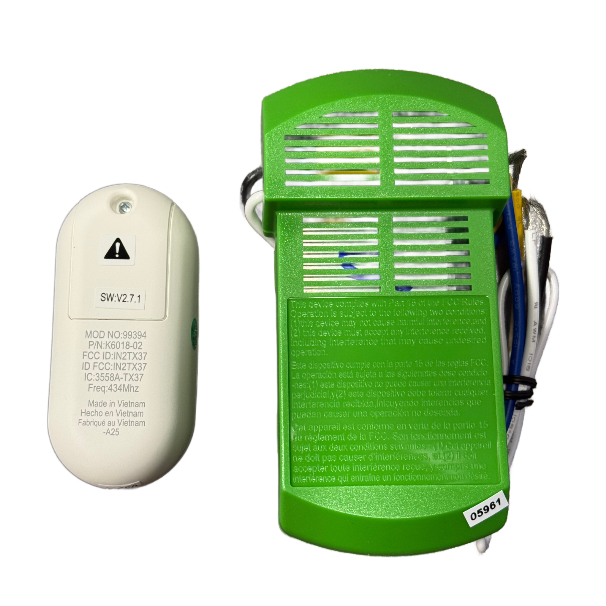 Hunter Universal On/Off Damp Rated Ceiling Fan Remote Control White - 99394 K6018-02