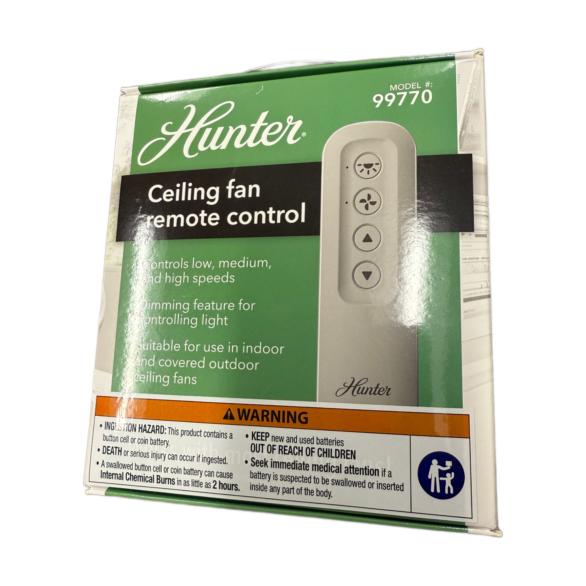 Hunter 99770 3 Speed Universal Ceiling Fan Remote Control Kit