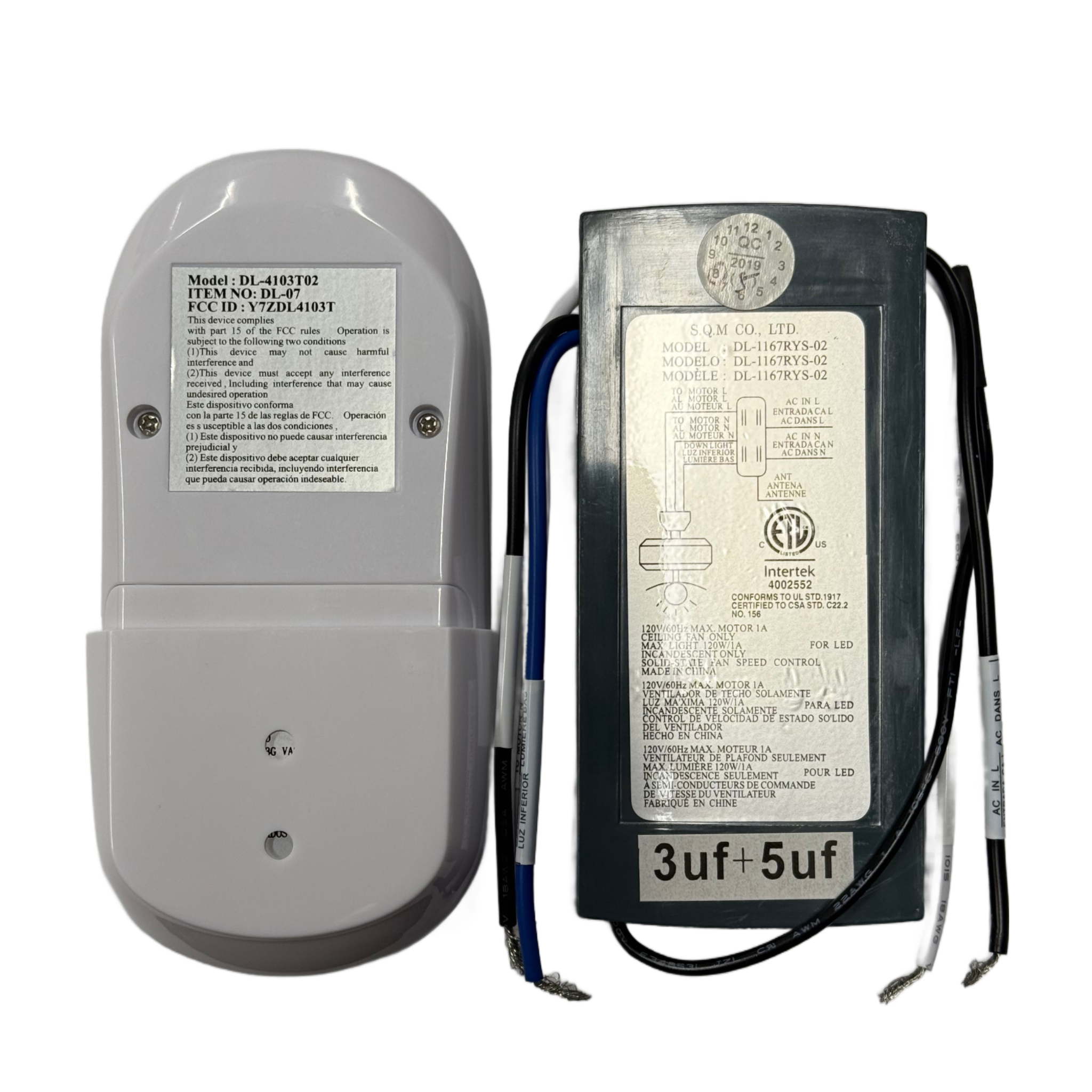 Hampton Bay Cobram 48 inch Ceiling Fan Replacement Remote Control and Receiver Kit - CobramRR