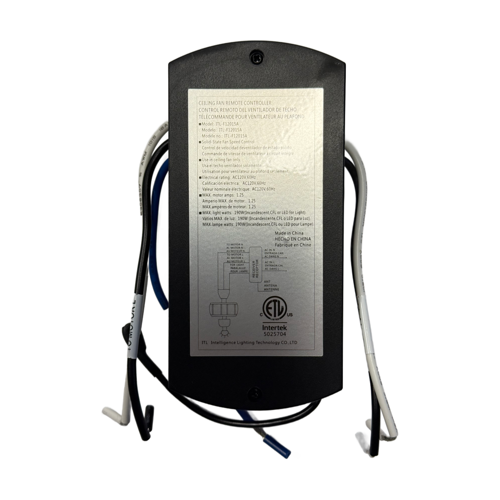 Harbor Breeze ITL-F12015A Ceiling Fan Receiver for Beach Creek, Bradbury, and Litex Wendling Ceiling Fans | 16797O