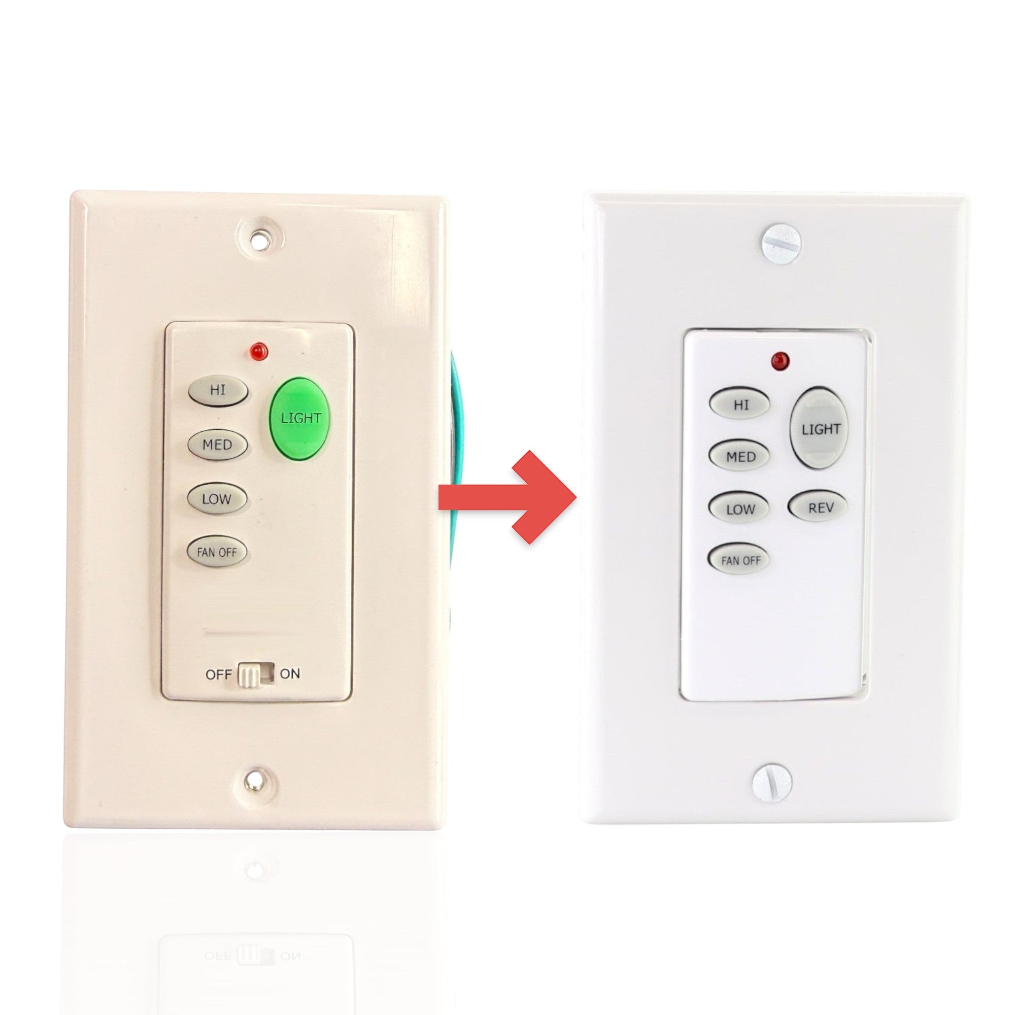Télécommande murale filaire pour ventilateur de plafond Hampton Bay UC9050H | 3 vitesses | Lumière haut/bas | Variation | CHQ9050H | Filaire | 4 dip - UC9050H