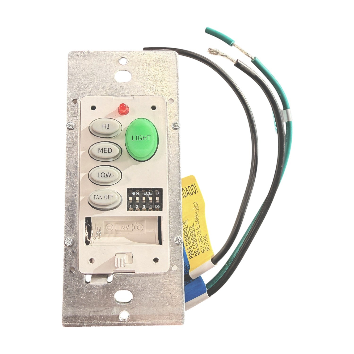 Hampton Bay UC9050H Wired Ceiling Fan Wall Plate Remote Control | 3-Speed | Up/Down light | Dimming| CHQ9050H | Wired | 4-dip - UC9050H