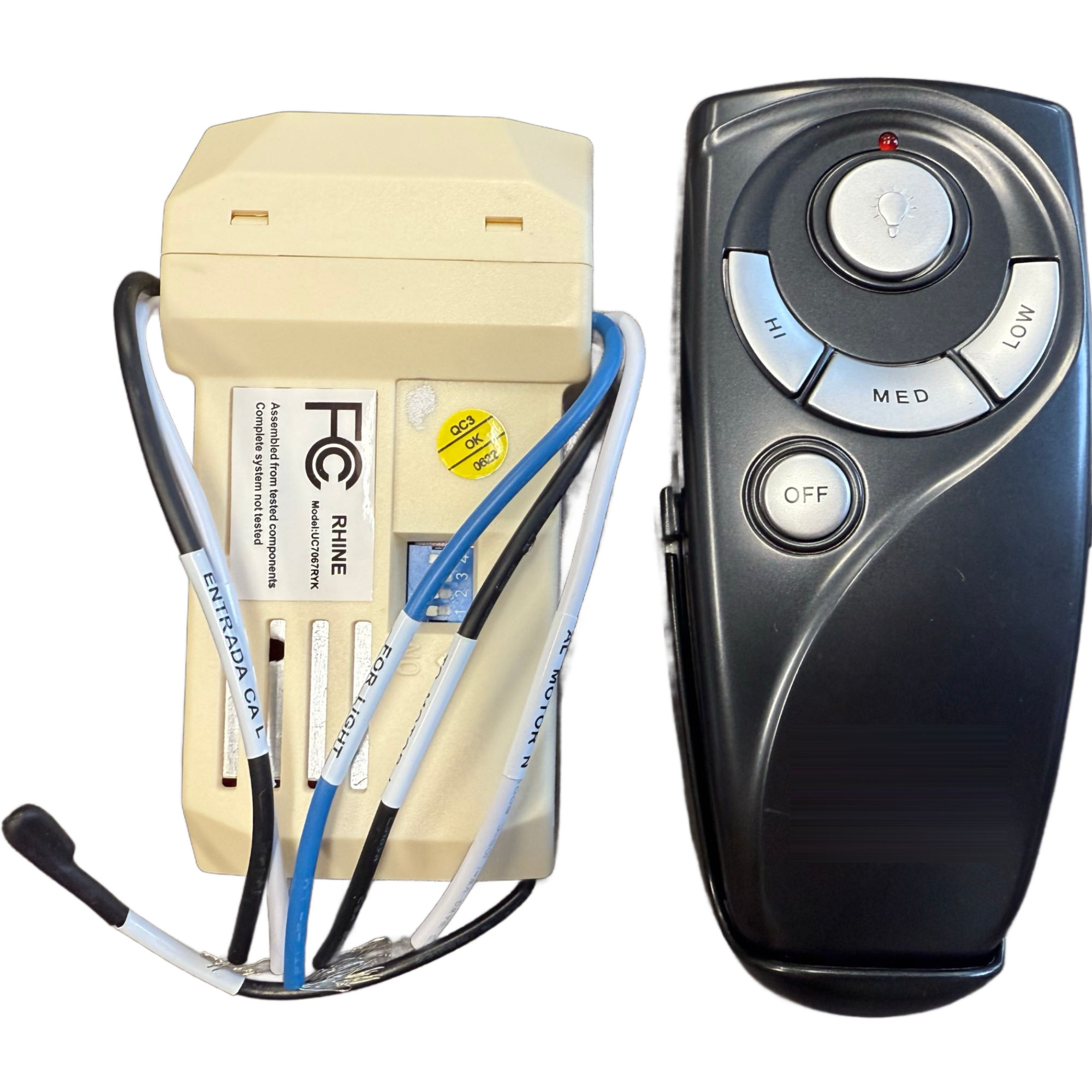 Colección de decoradores del hogar Royal Breeze, control remoto de mano de bronce deslustrado de 60 pulgadas con kit receptor