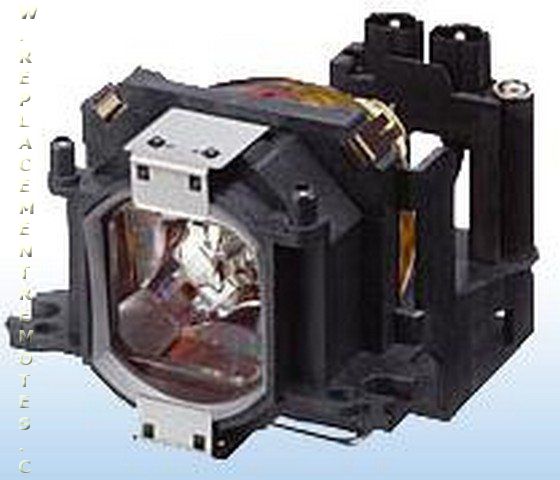 The Generic LMP-H130 for SONY Projector Lamp Assembly, with an Ushio Bulb in a VPLHS50 design, sports a clear glass lens and black casing with top connectors, set against a plain background.