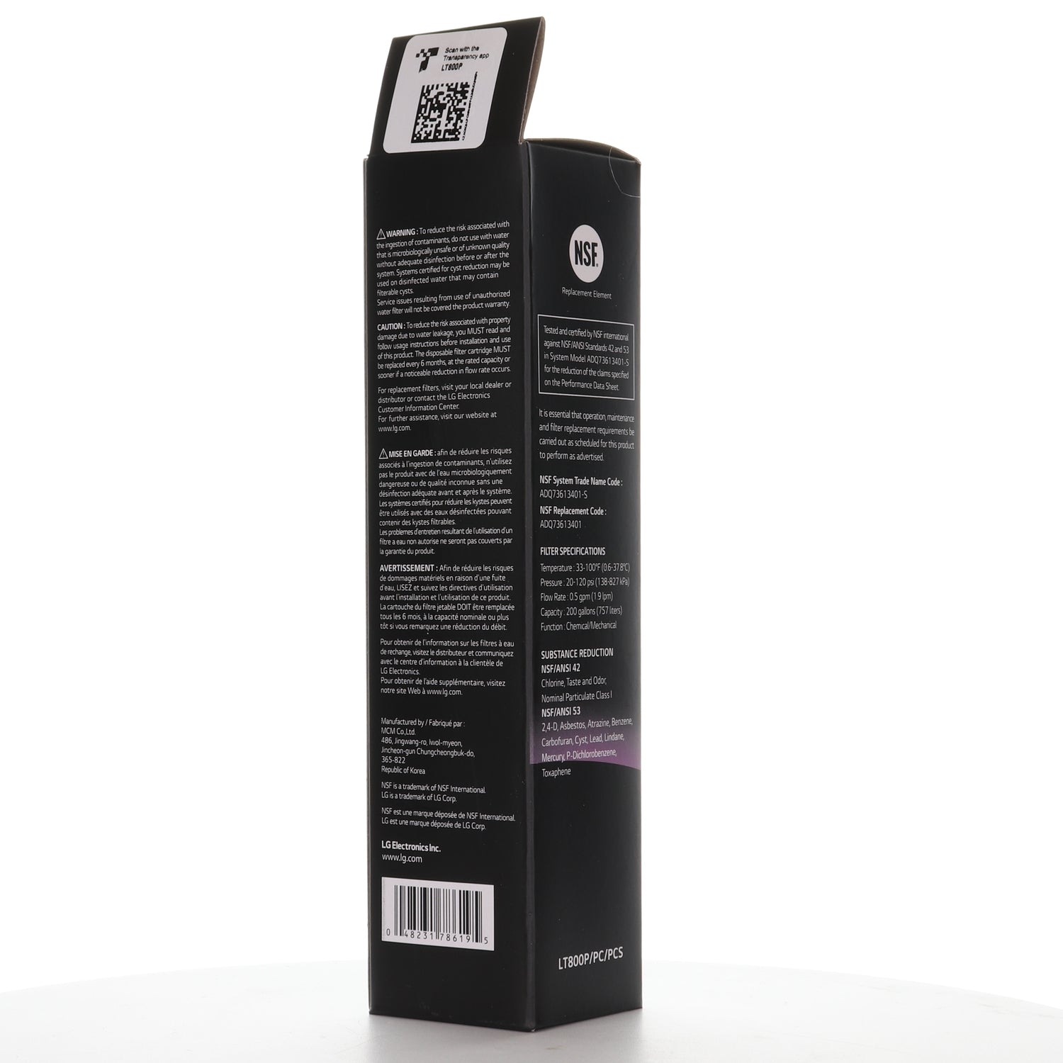 Filtro de agua original para refrigerador LG LT800P - ADQ73613408