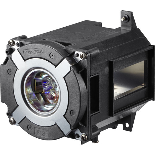 The Generic NP42LP Projector Lamp Assembly has a lens, metal housing, visible screws, and a box-like structure, making it perfect as a replacement for high-quality projector performance.