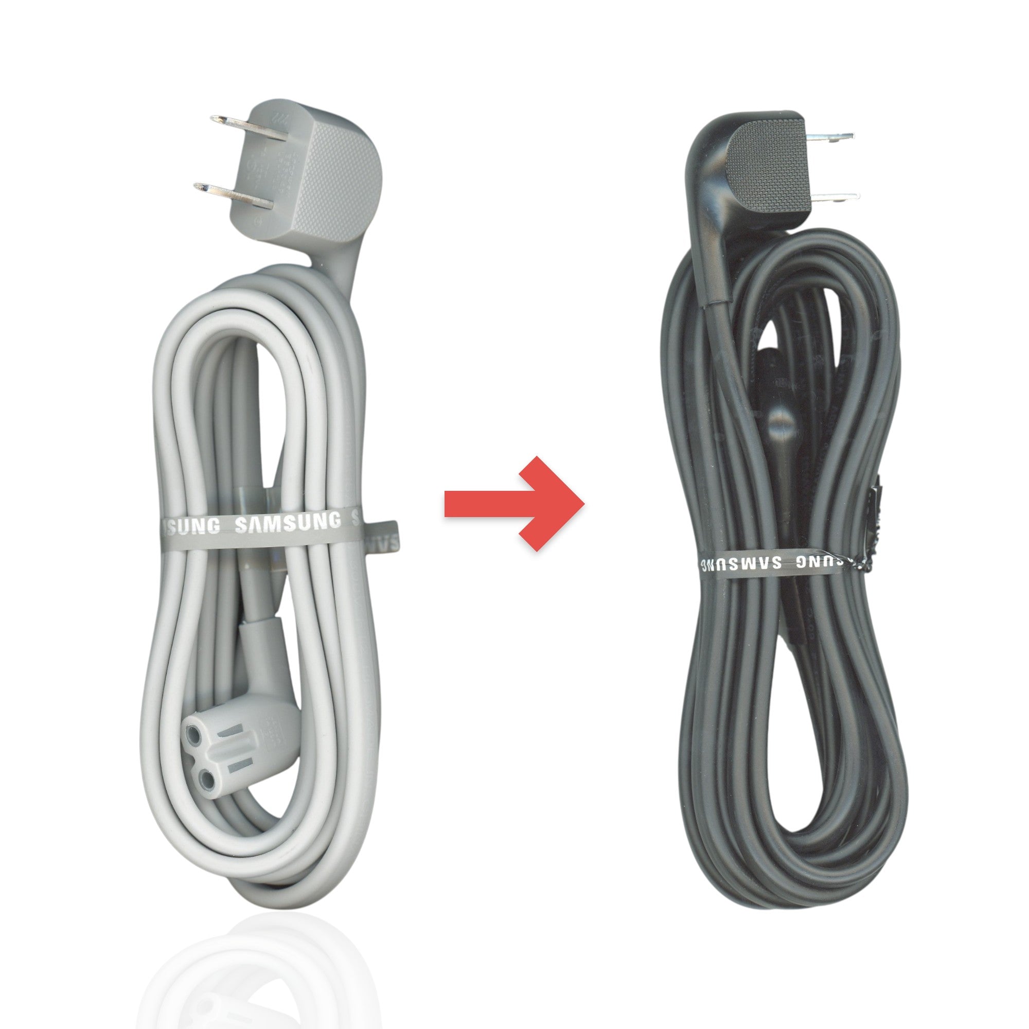 Sustituto para cable de alimentación de CA gris Samsung 3903001209 | 2.9 m - C7 acodado de 2 clavijas en forma de 8 a acodado | No polarizado - 3903-001209