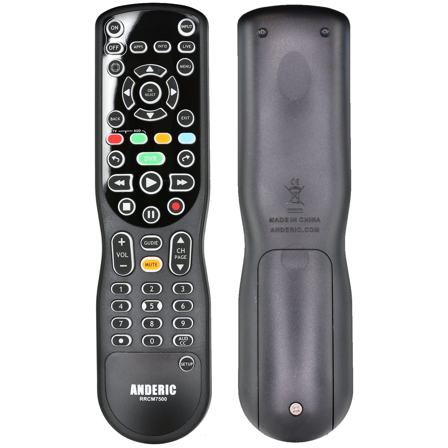 Control remoto Anderic CM7500XRC2 para grabadora de video digital Channel Master DVR - RRCM7500