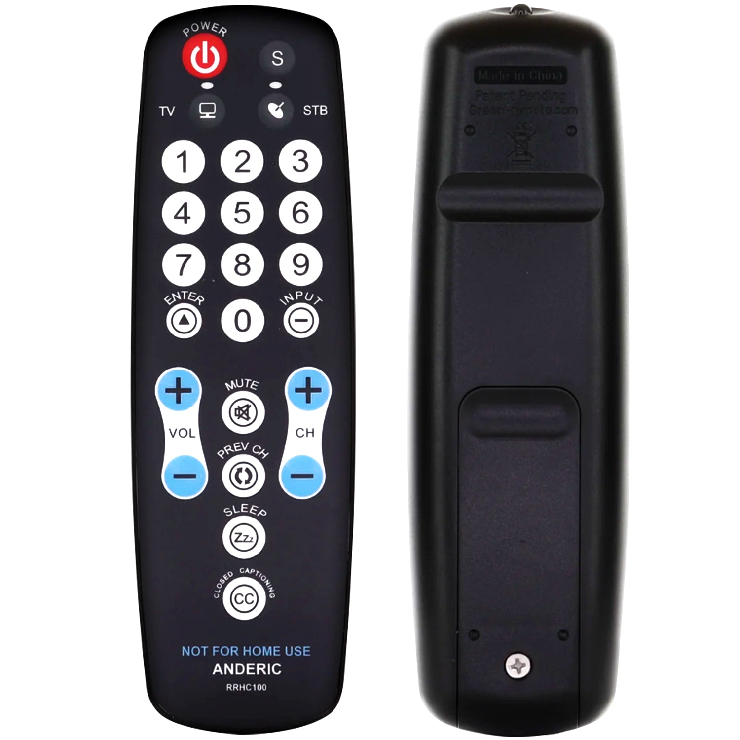 Anderic RRHC100 2-Device Universal Remote Control for Hospitality TV Cable Satellite STB with EzWipe Surface and Learning