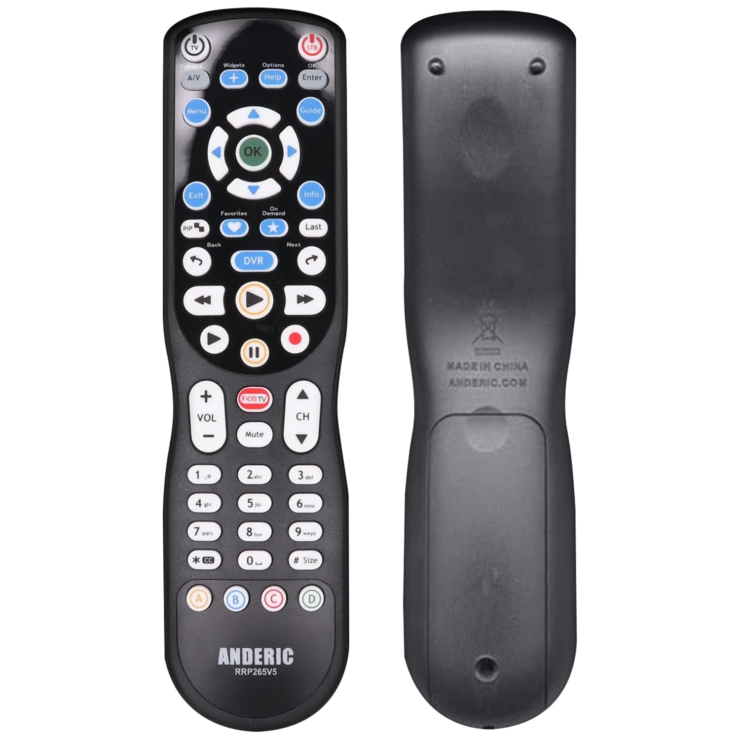Anderic RRP265V5 Replacement 2-Device Universal Remote Control for Verizon FiOS Cable - P265v5
