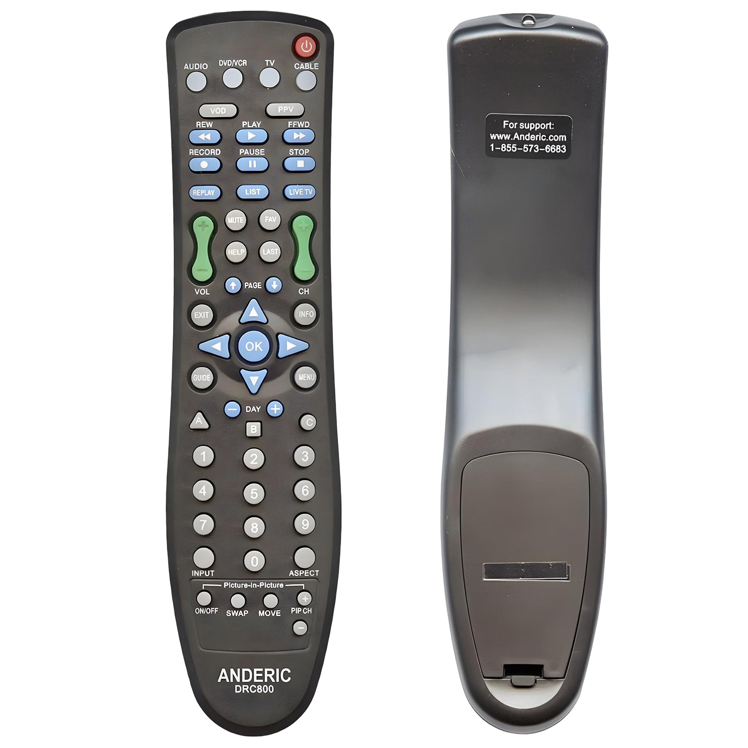 Anderic DRC800 DVR and Cable Box Remote Control for Motorola, Scientific Atlanta, and others