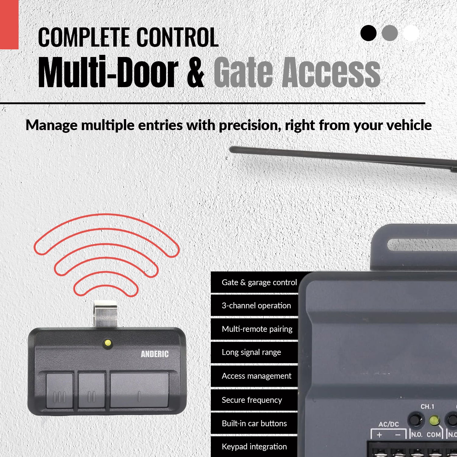 Anderic RR850LM Kit universal de conversión complementario para abridores de puertas de garaje y portones para hasta 3 puertas de garaje
