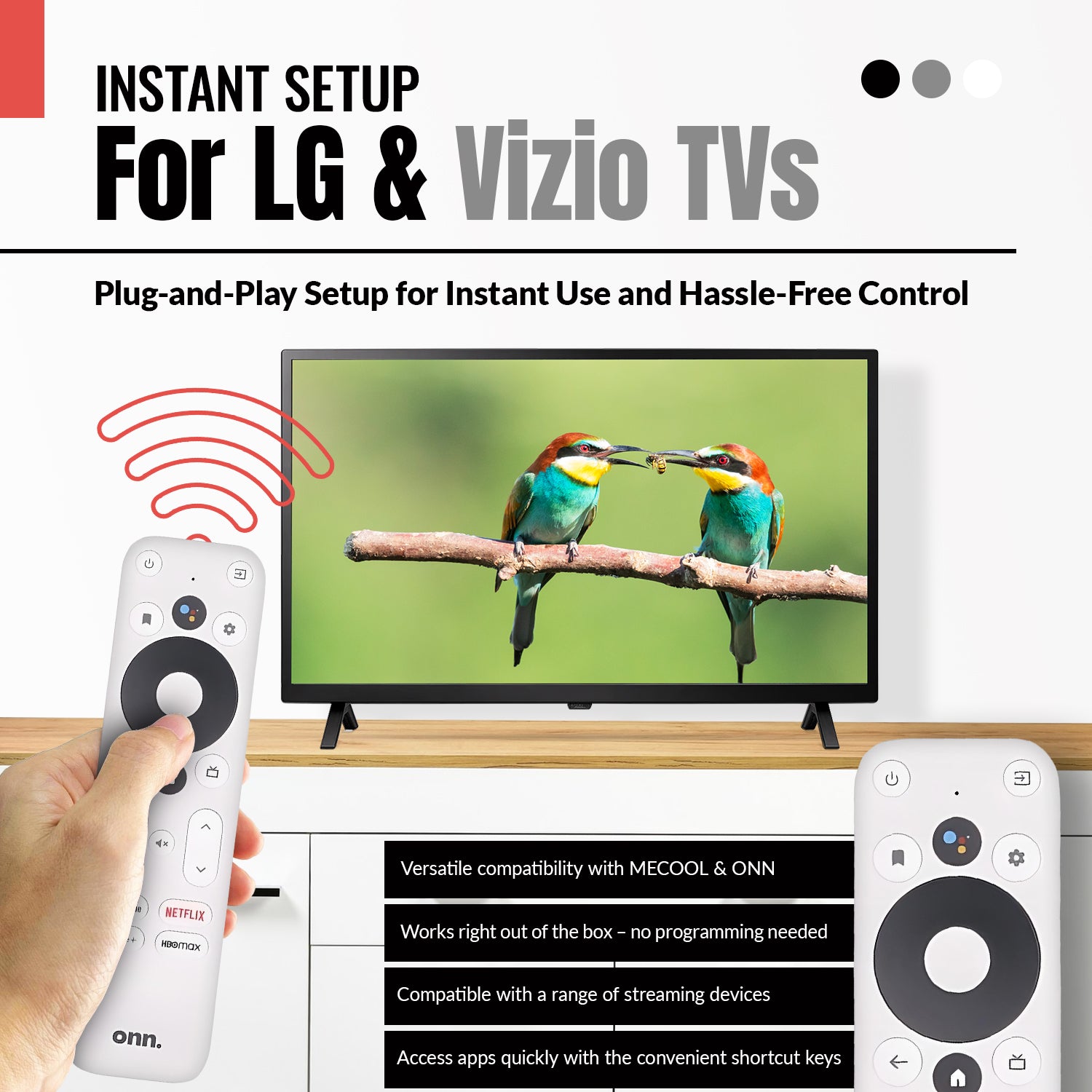 ONN 025C008 Android TV 2K FHD Streaming Stick / Dispositivo de transmisión 4K UHD Control remoto de transmisión