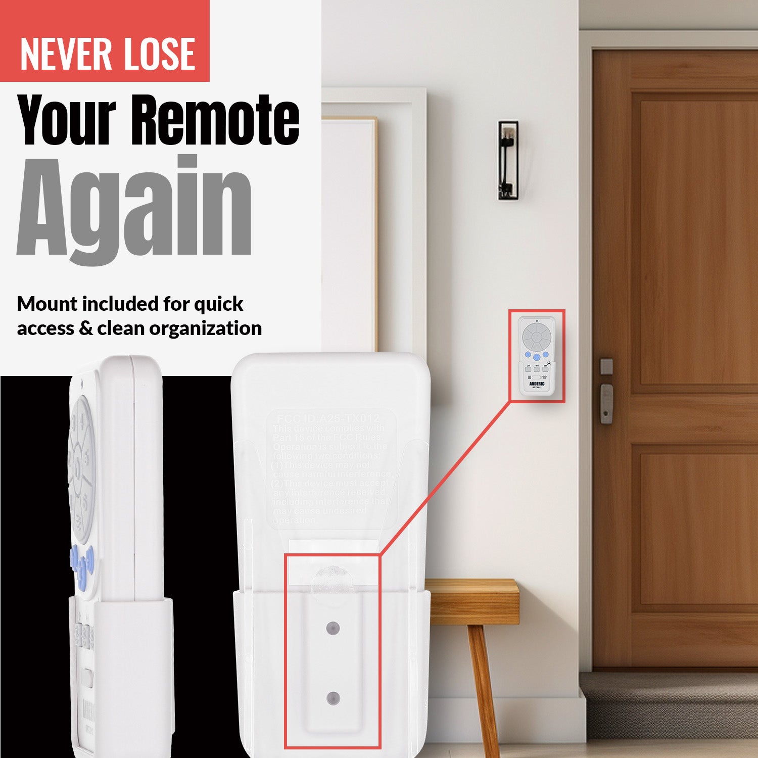 Anderic RRTX012 Replacement Ceiling Fan Remote Control for Harbor Breeze A25-TX012, A25-TX025