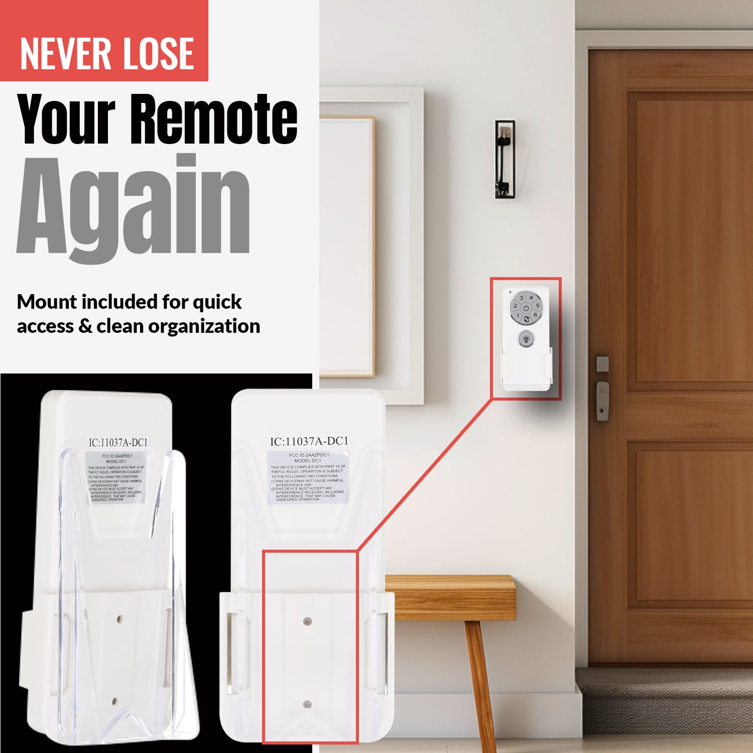 Kit de control remoto para ventilador de techo Anderic DC8-96SG8/DC1 con receptor y control remoto