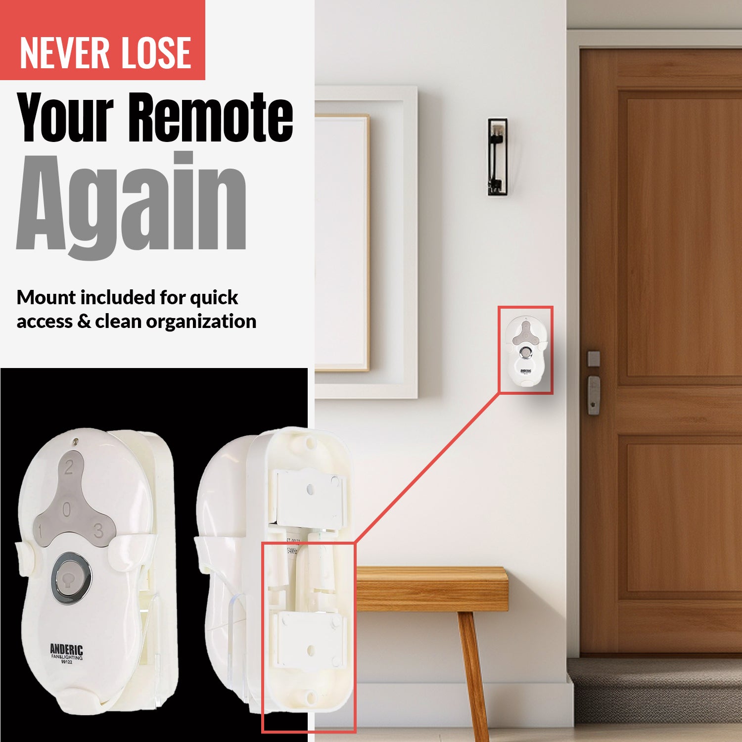 Control remoto Anderic 99122/IN2TX41 para ventilador de techo Hunter - 99123 2AN5T-99122