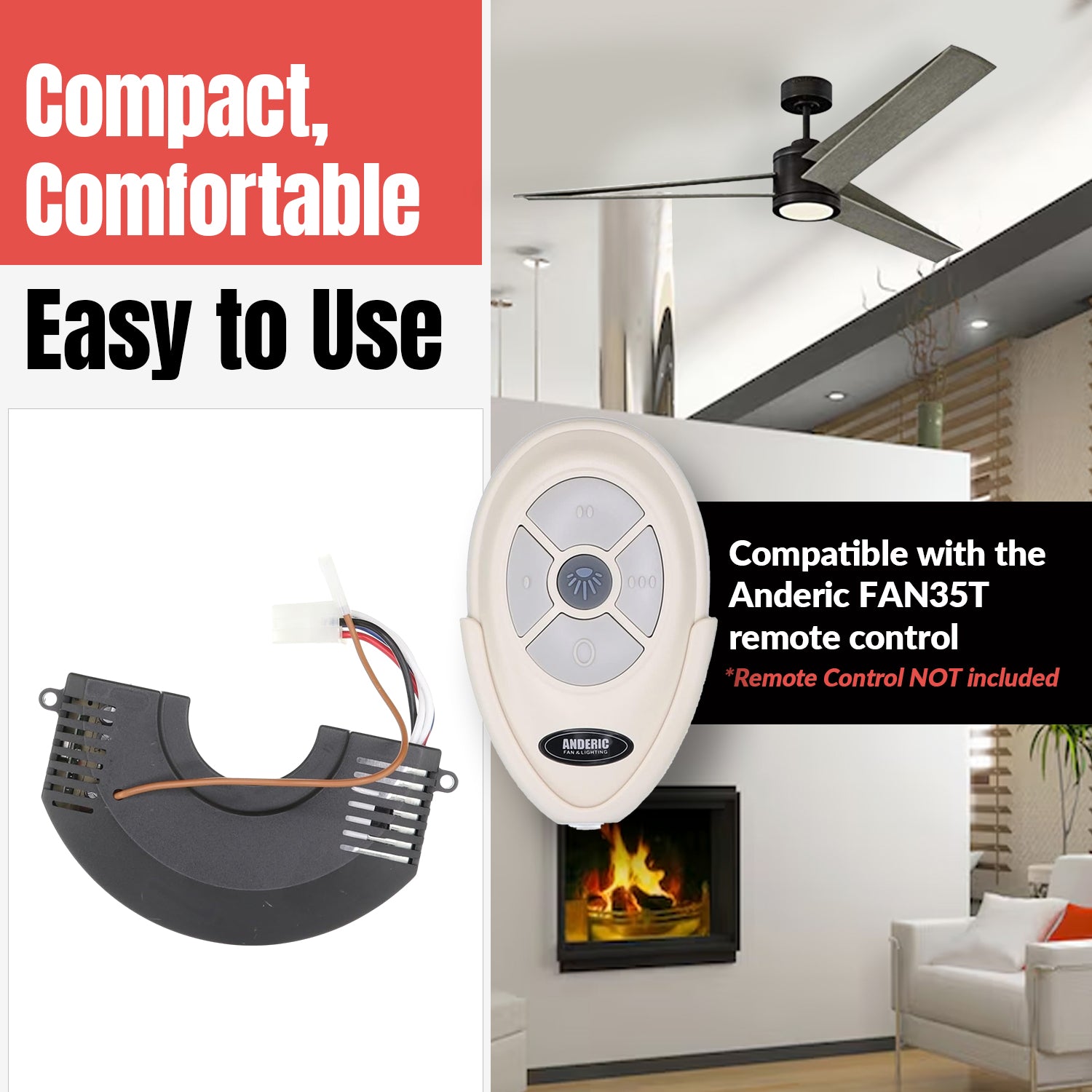 Anderic FAN30R para receptor de ventilador de techo Harbor Breeze