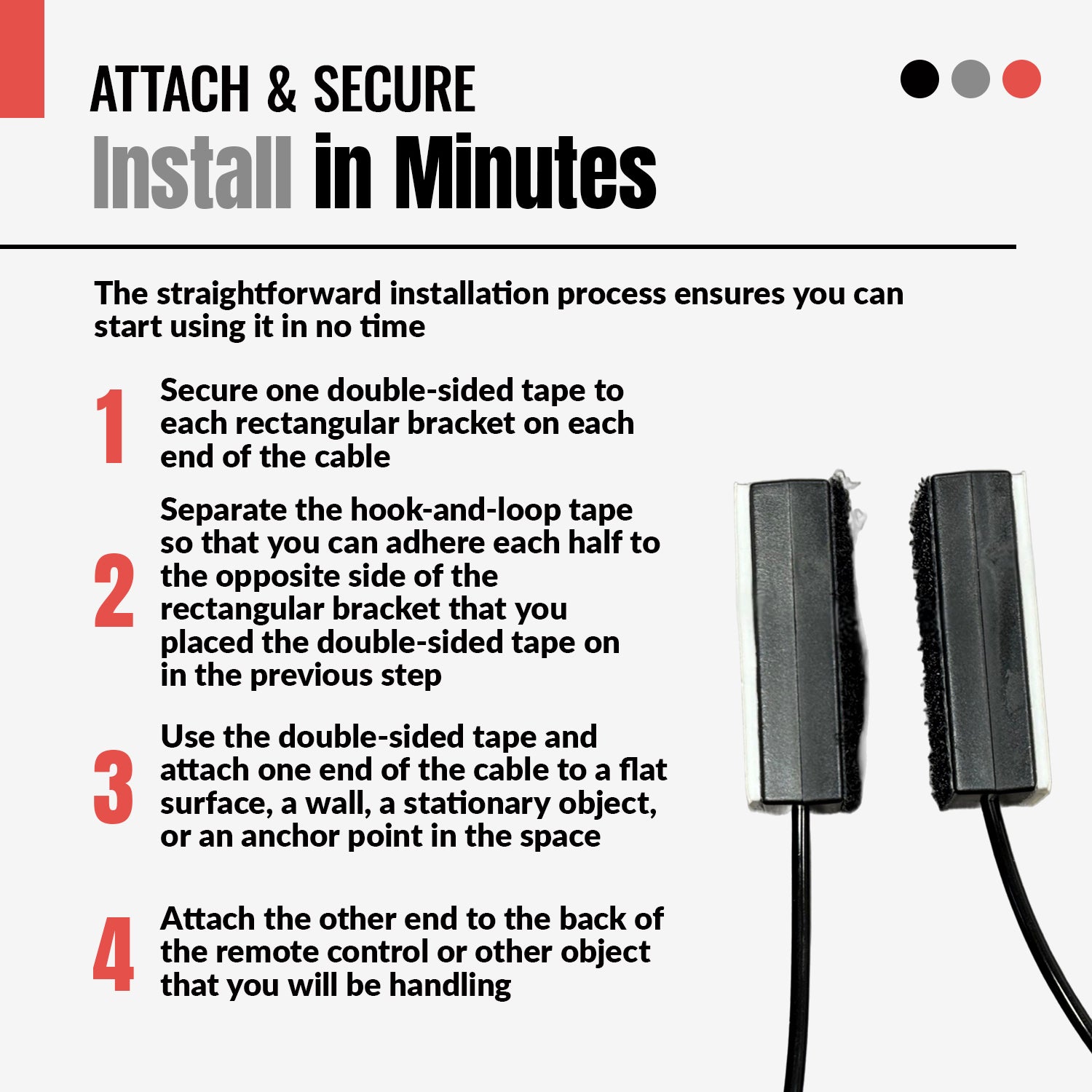 Anderic CBL02 Universal Security Cable Tether for Remote Controls