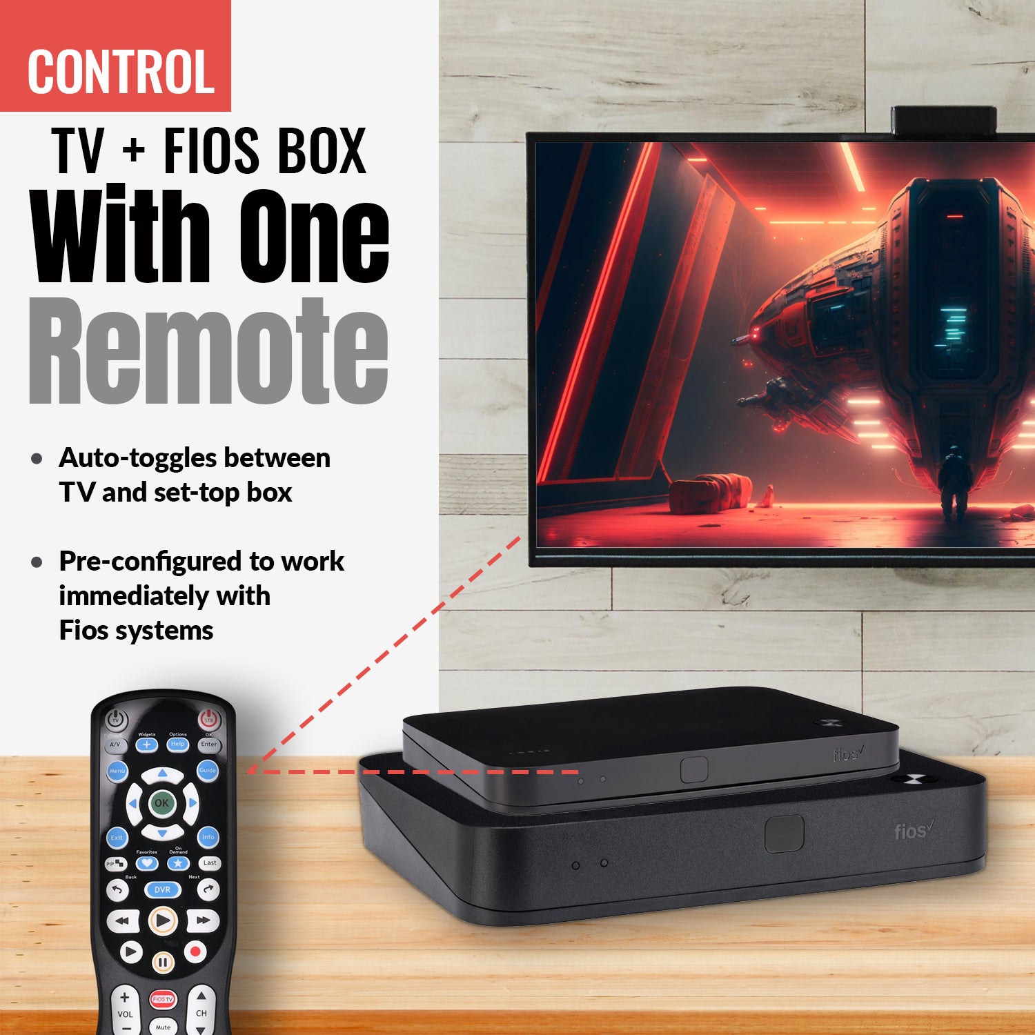 Anderic RRP265V5 Replacement 2-Device Universal Remote Control for Verizon FiOS Cable - P265v5