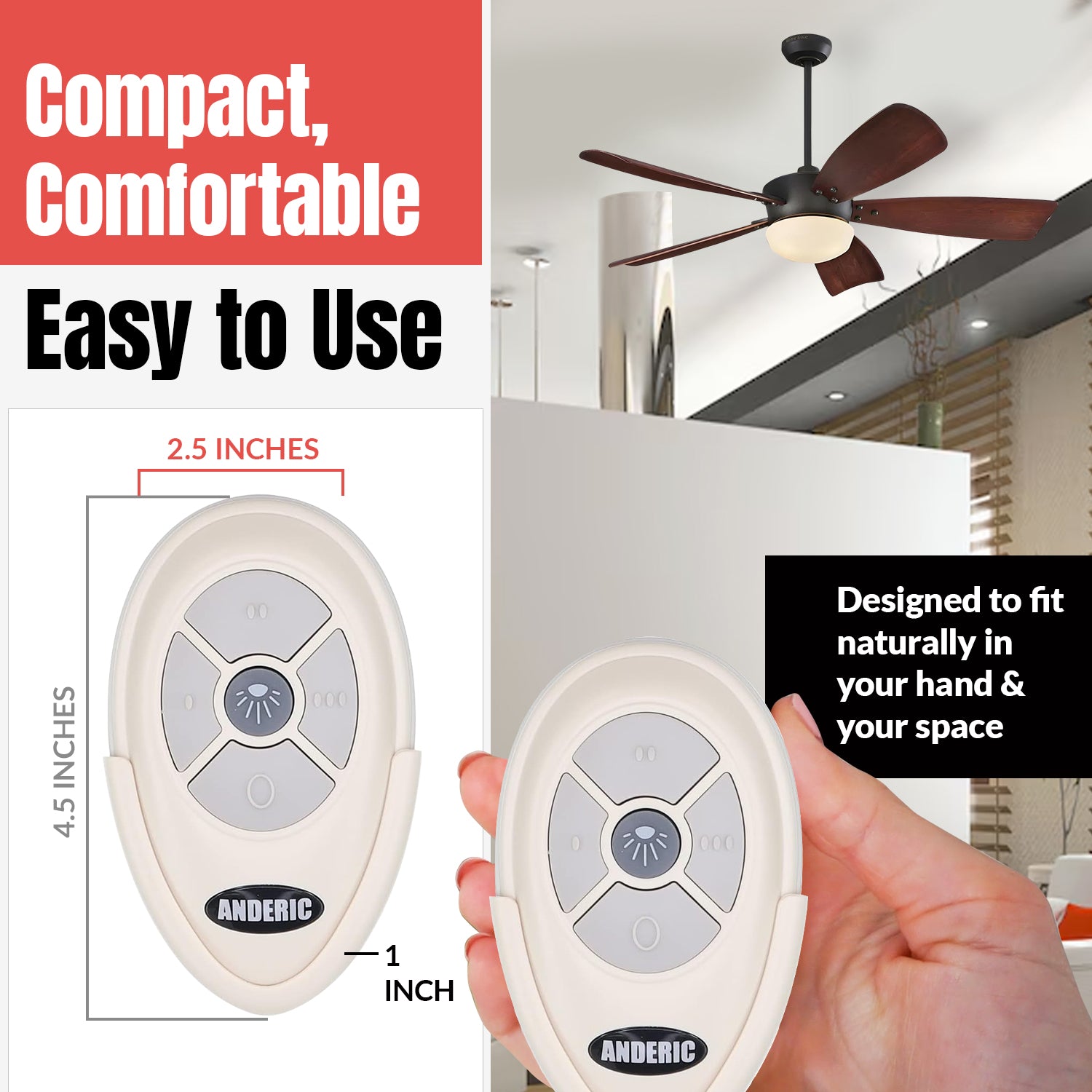 Télécommande Anderic RRTX007 pour ventilateur de plafond Harbor Breeze A25-TX007
