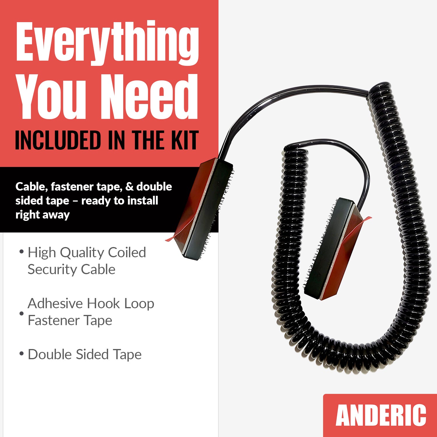 Anderic CBL02 Universal Security Cable Tether for Remote Controls