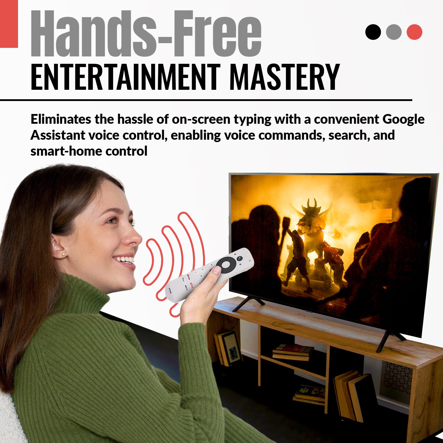 ONN 025C008 Android TV 2K FHD Streaming Stick / Dispositivo de transmisión 4K UHD Control remoto de transmisión