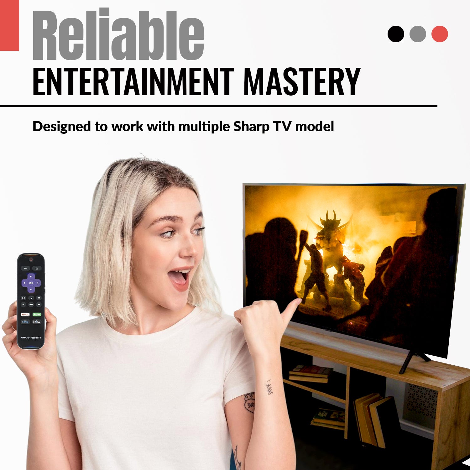 Control remoto para televisor Roku Sharp LCRCRUDUS20 2019/2018