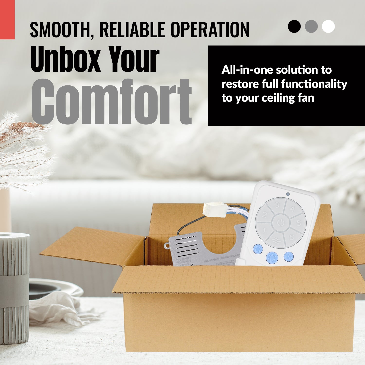 Anderic RRTX012/FD40-H02R Replacement Ceiling Fan Remote Control Kit