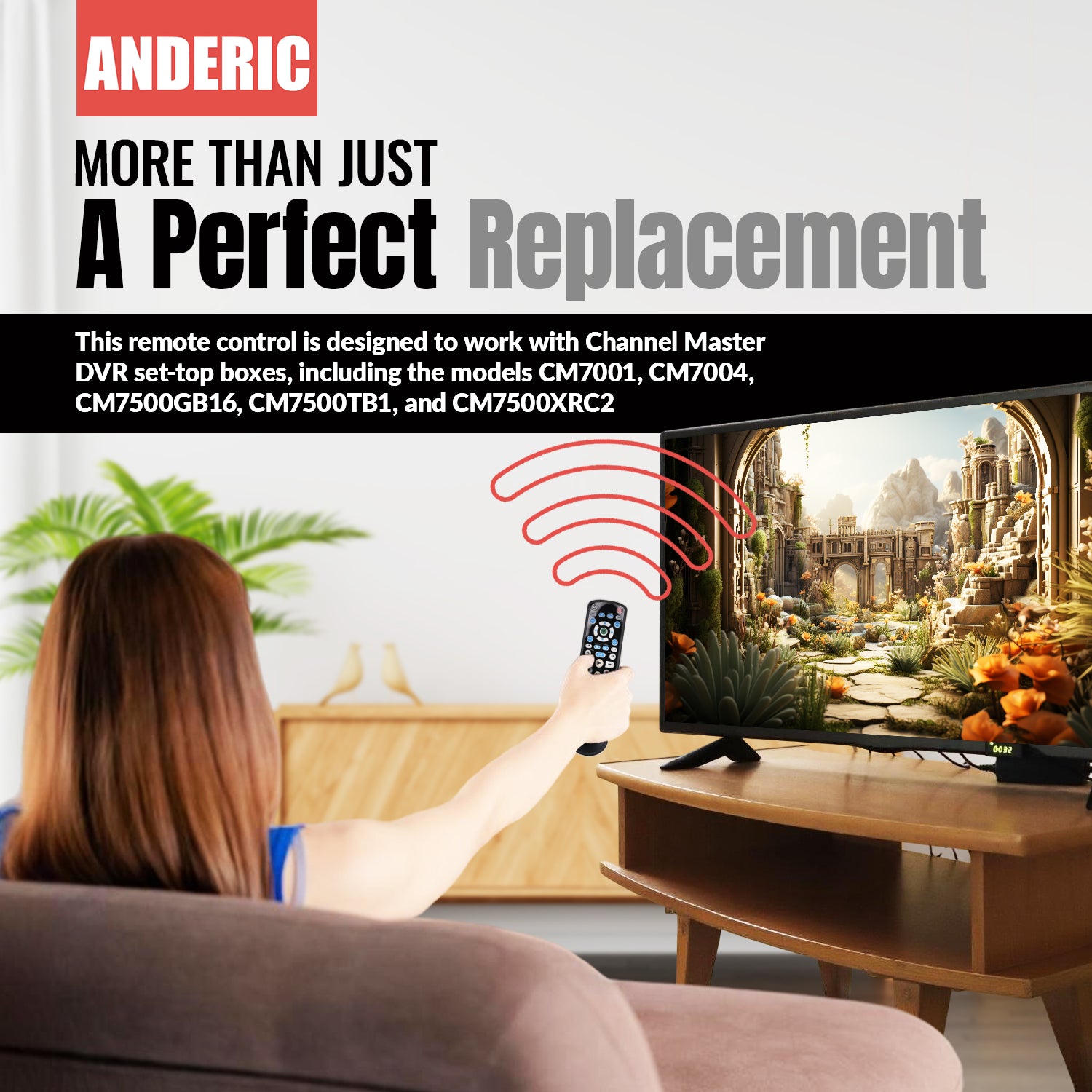 Control remoto Anderic CM7500XRC2 para grabadora de video digital Channel Master DVR - RRCM7500