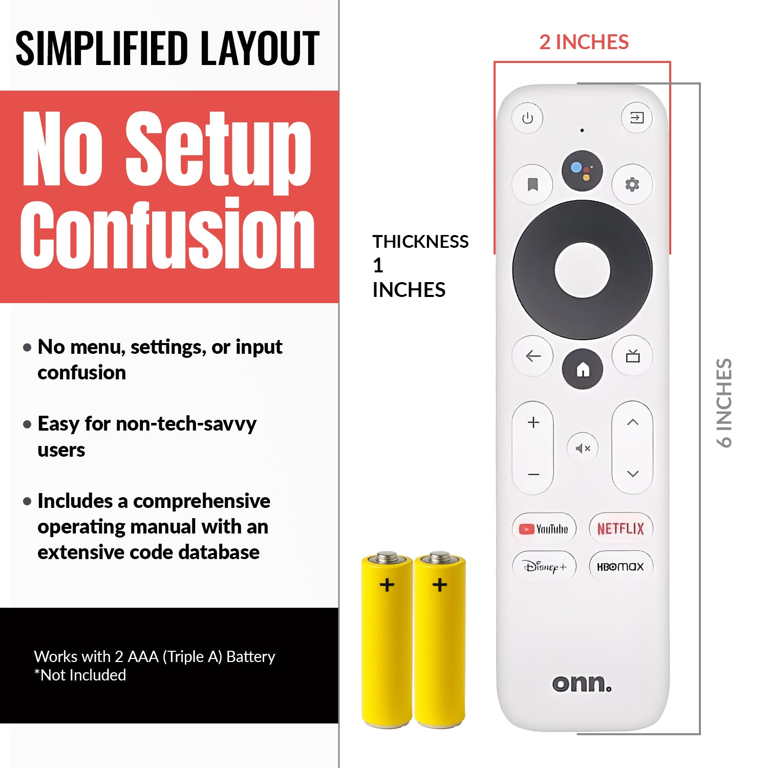 ONN 025C008 Android TV 2K FHD Streaming Stick / 4K UHD Streaming Device Streaming Remote Control