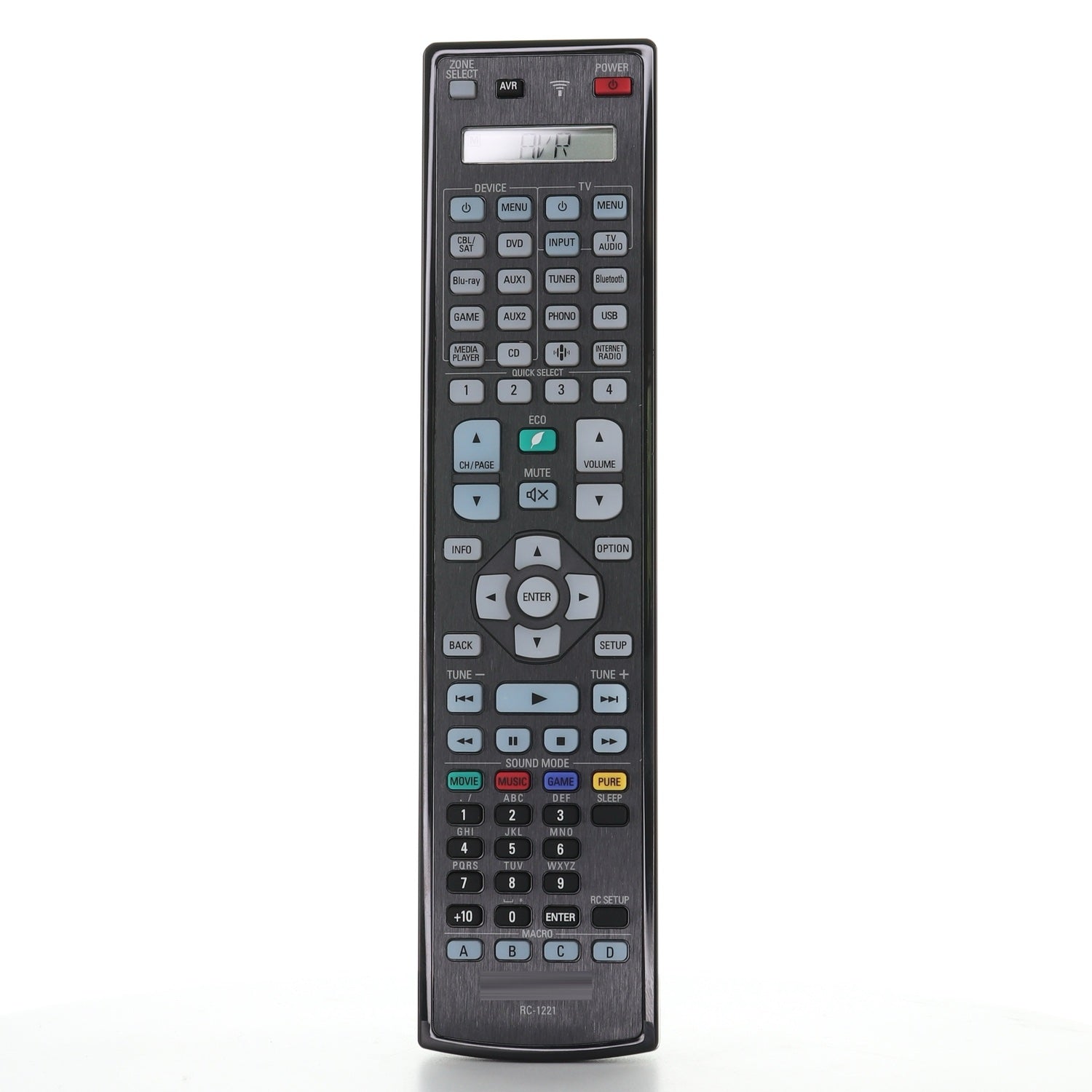 Denon RC-1221 A/V Receiver Remote Control | Motion-lit Backlight | AVR