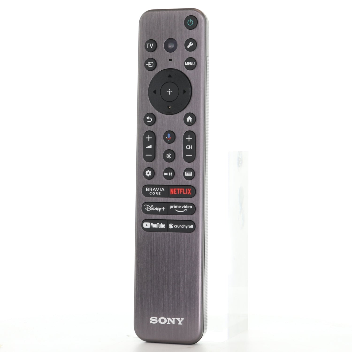 The Sony RMF-TX910U Backlight Remote Control with Voice is perfect for BRAVIA XR, MASTER Series, OLED, and 4K HDR Google Smart TVs—includes dedicated buttons for Netflix, YouTube, Disney+, Prime Video, and Crunchyroll.