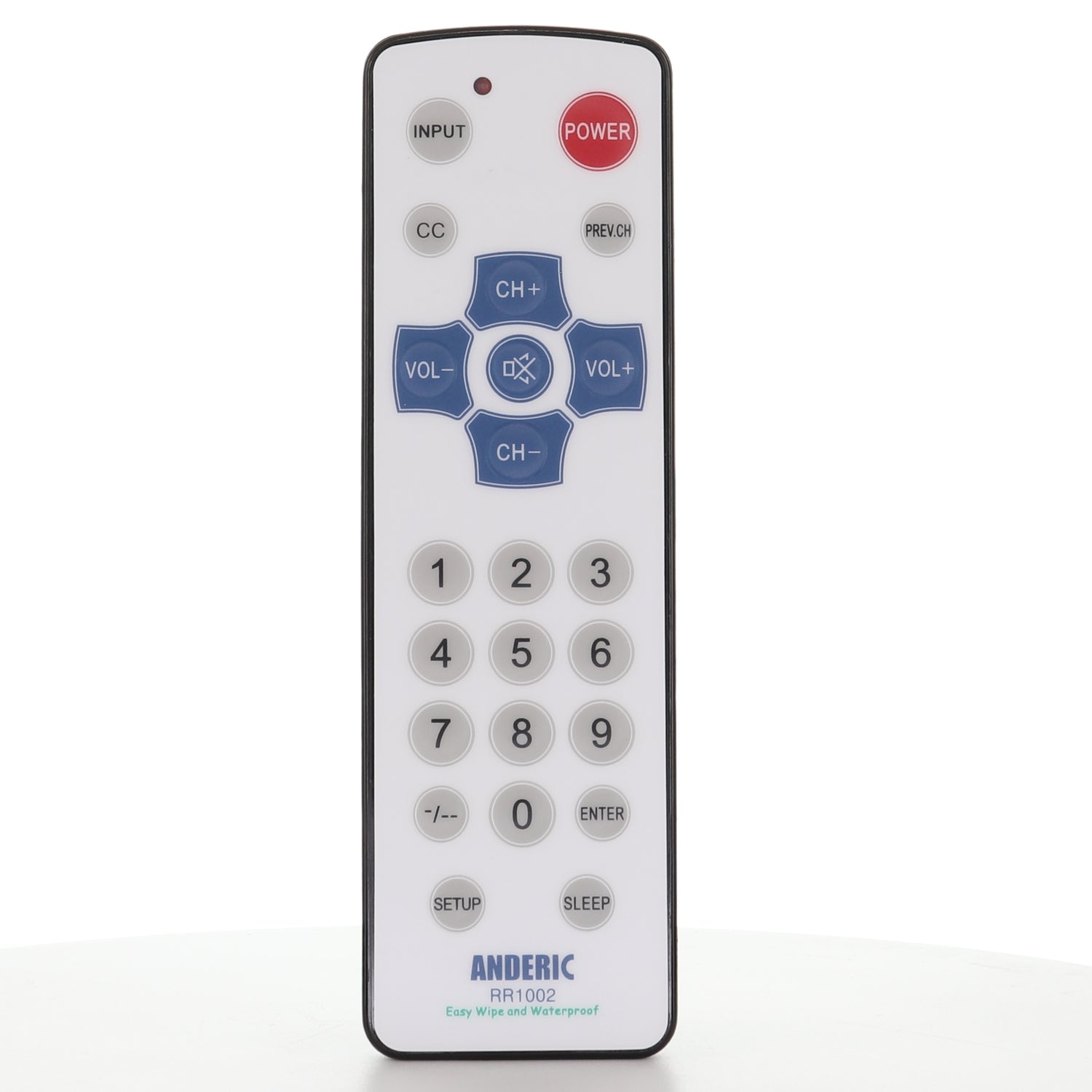 Anderic RR1002 Hospitality Universal TV Remote Control with EzWipe Surface and Water Resistant