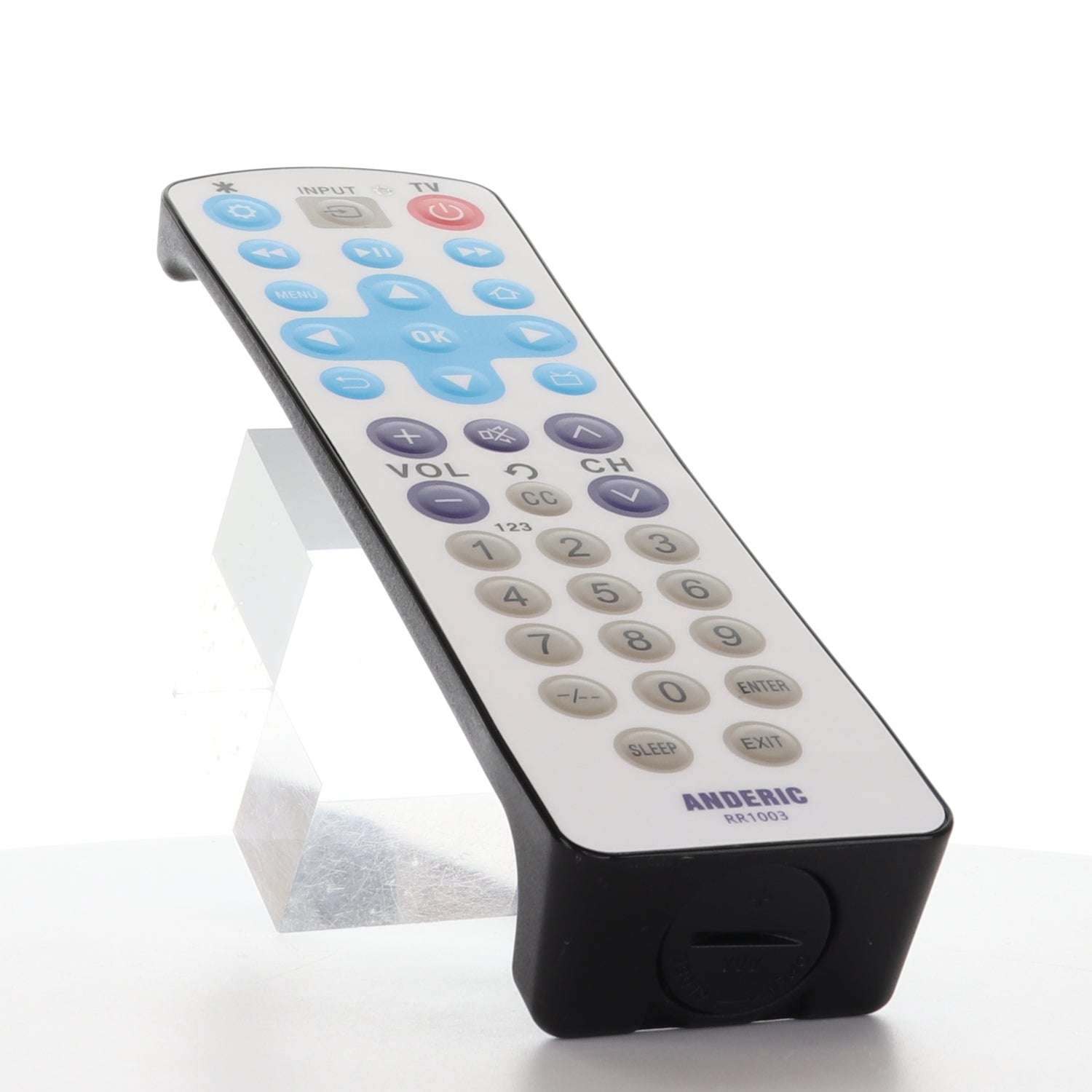 Anderic RR1003 Universal 1-Device Smart TV Remote Control with EzWipe Surface and Water Resistant