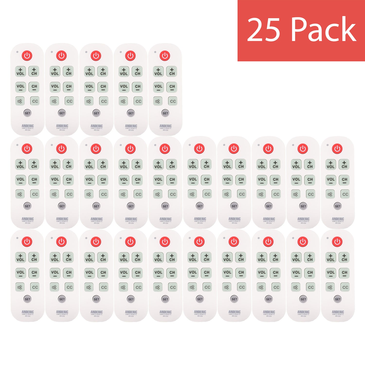 Anderic RR1004 Simple Big Button 1-Device TV Universal Remote Control